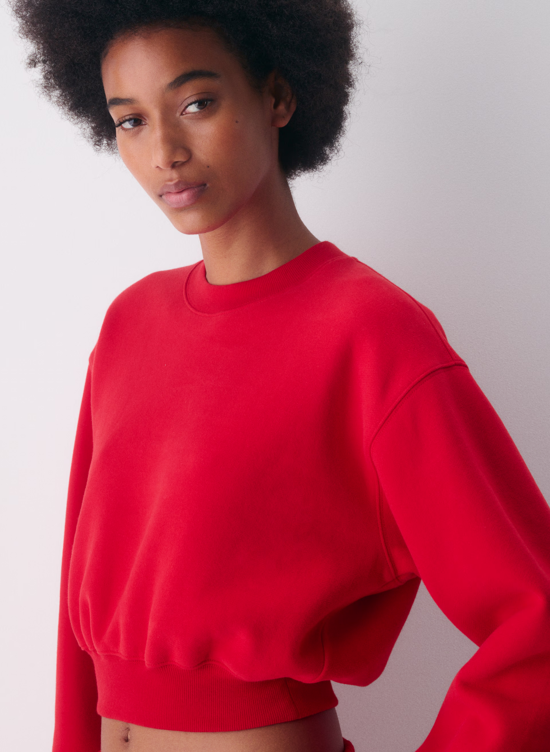 Cozy Sweatfleece Perfect Crew Crop Sweatshirt