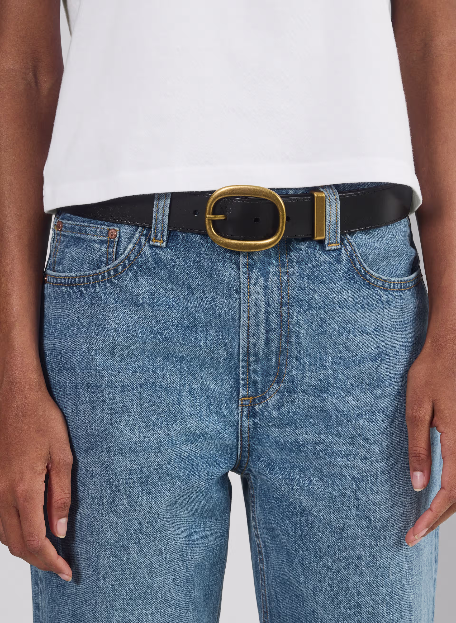 Lifetime Solid Brass Leather Wide Belt