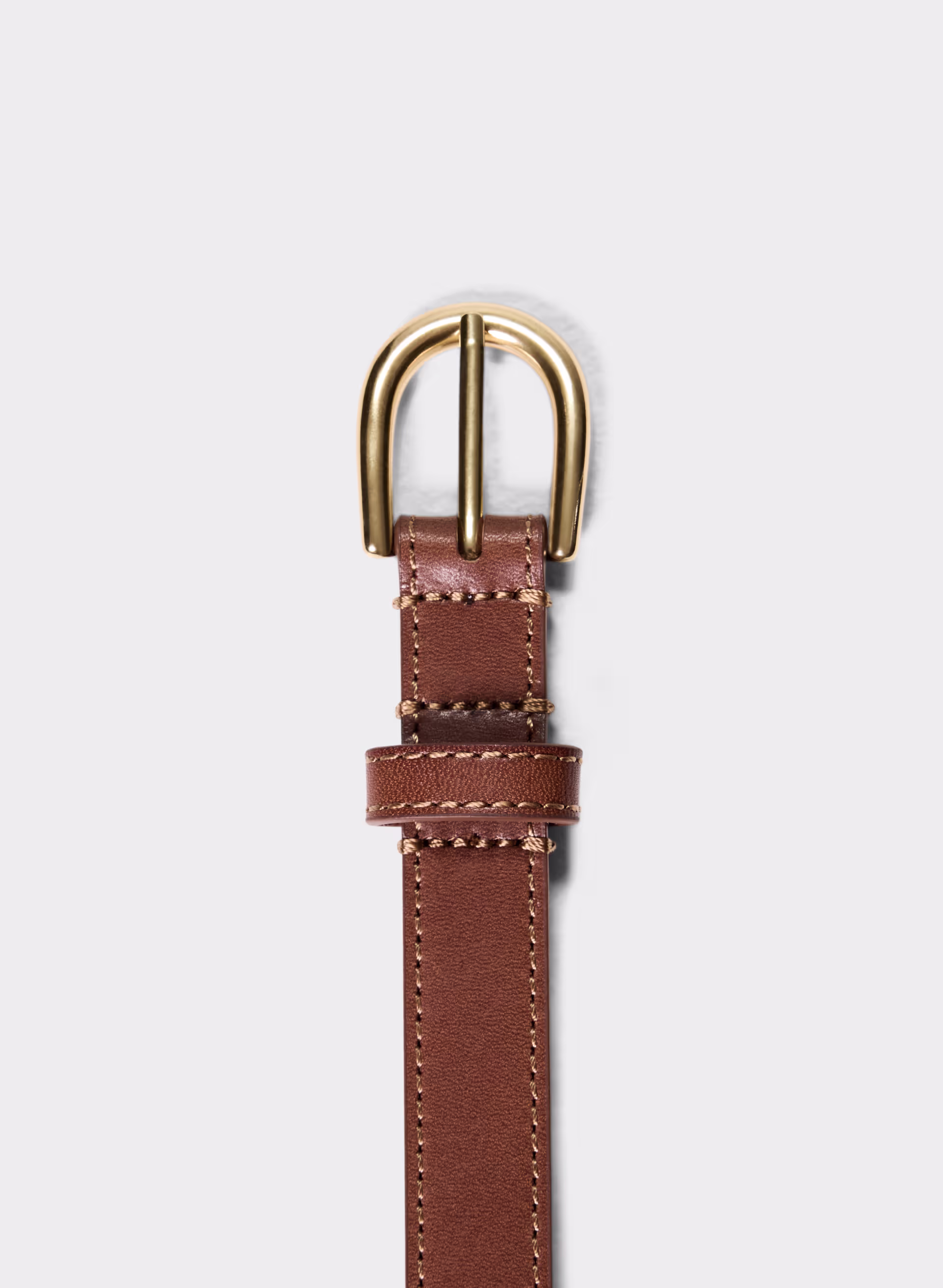 Accent Solid Brass Leather Slim Belt