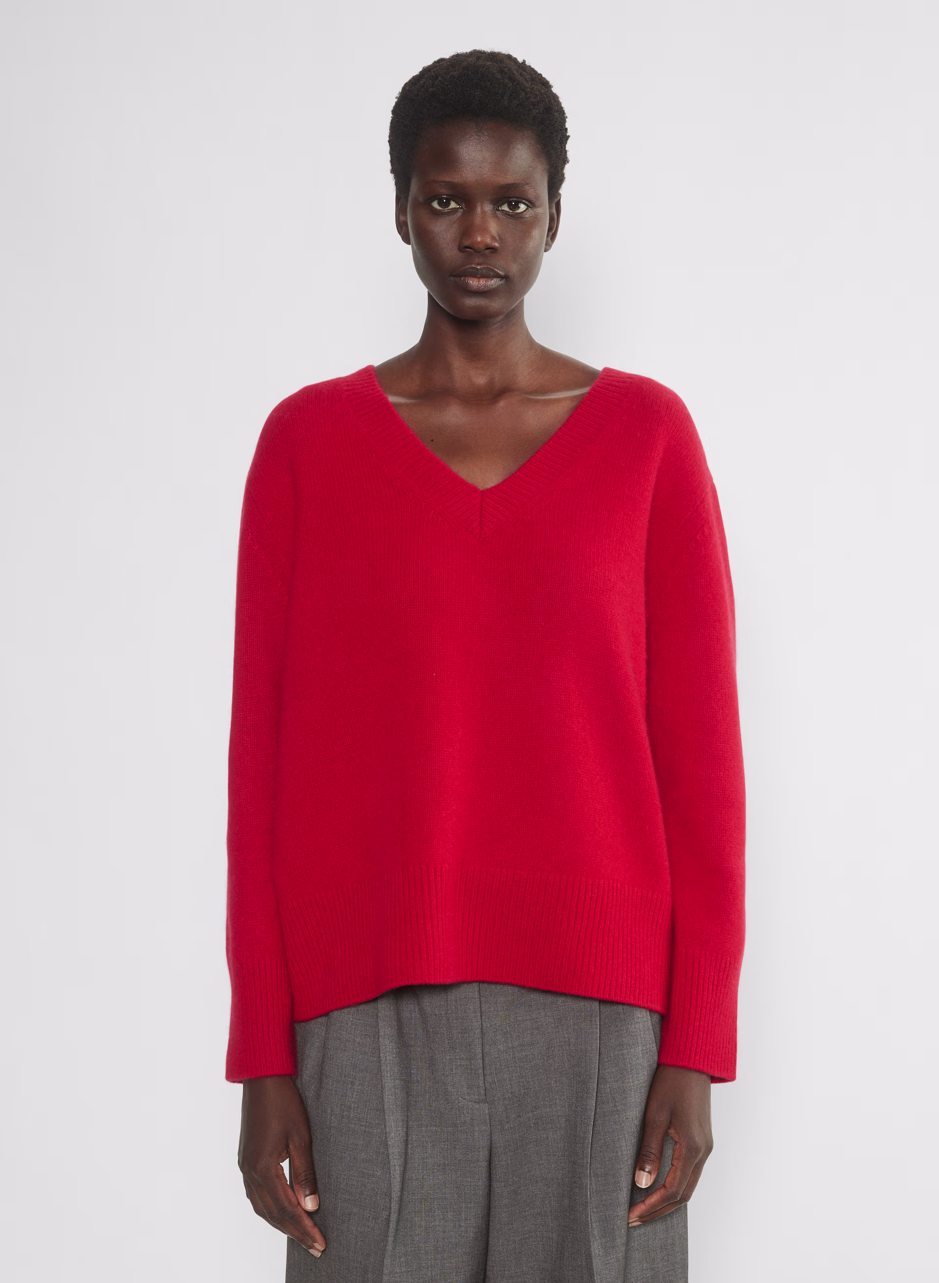 Plush Cashmere Oversized V-neck Sweater