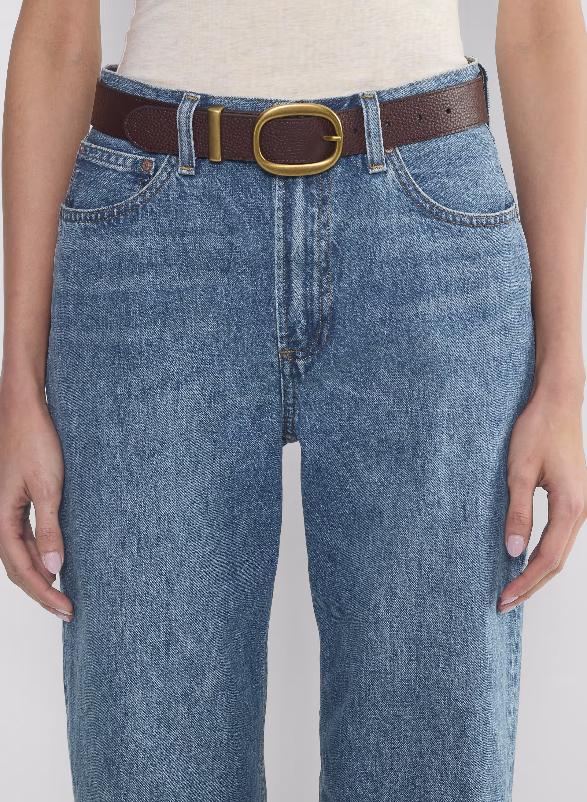 Lifetime Solid Brass Leather Wide Belt