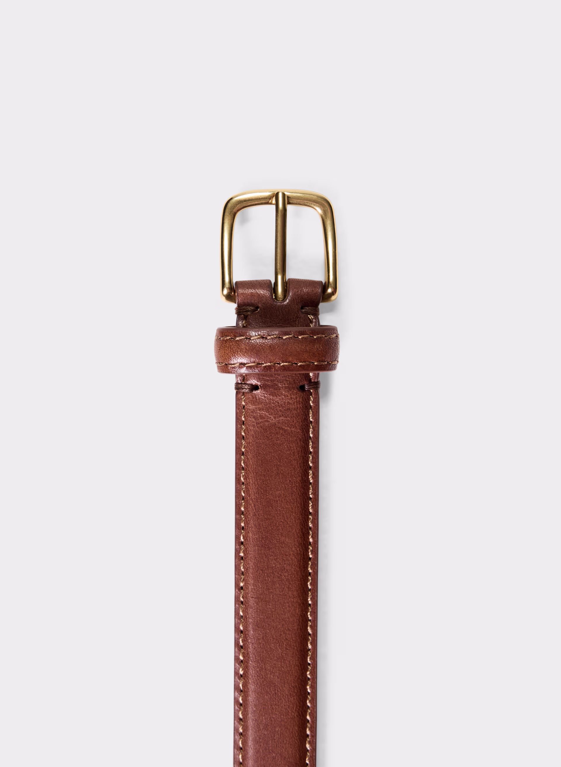 Essential Solid Brass Leather Slim Belt