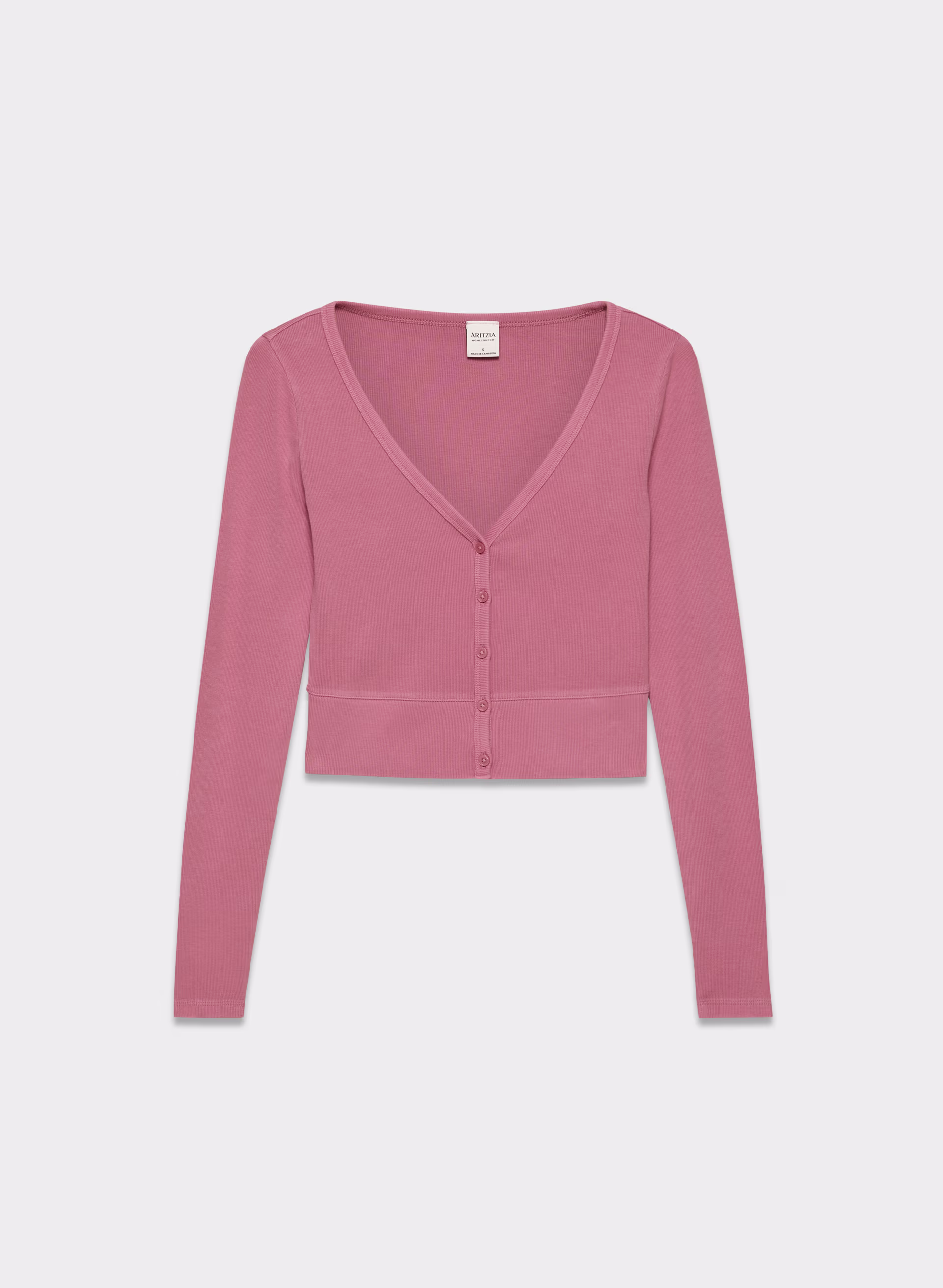 Homestretch™ Rib V-neck Waist Button-up