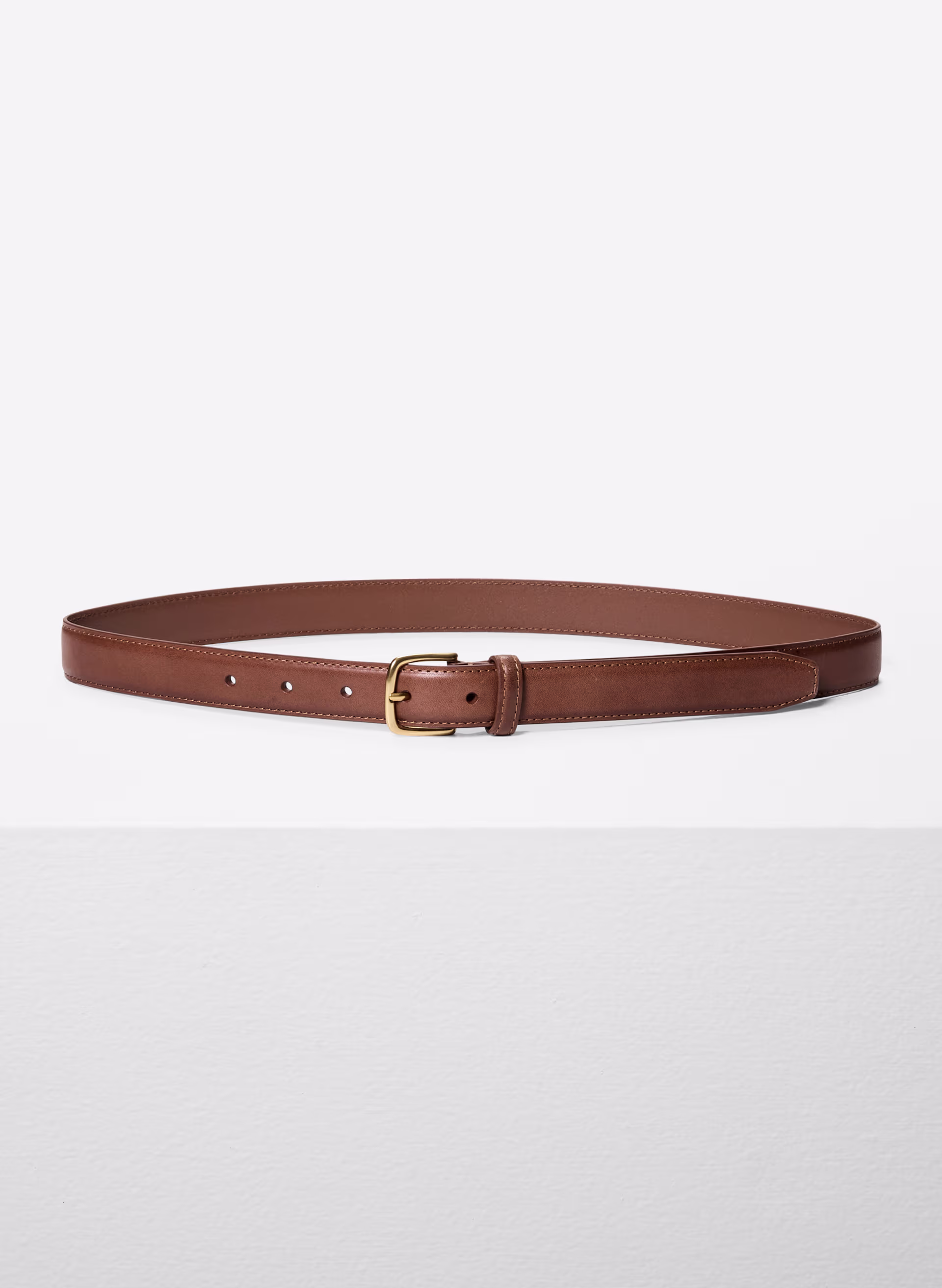 Essential Solid Brass Leather Belt