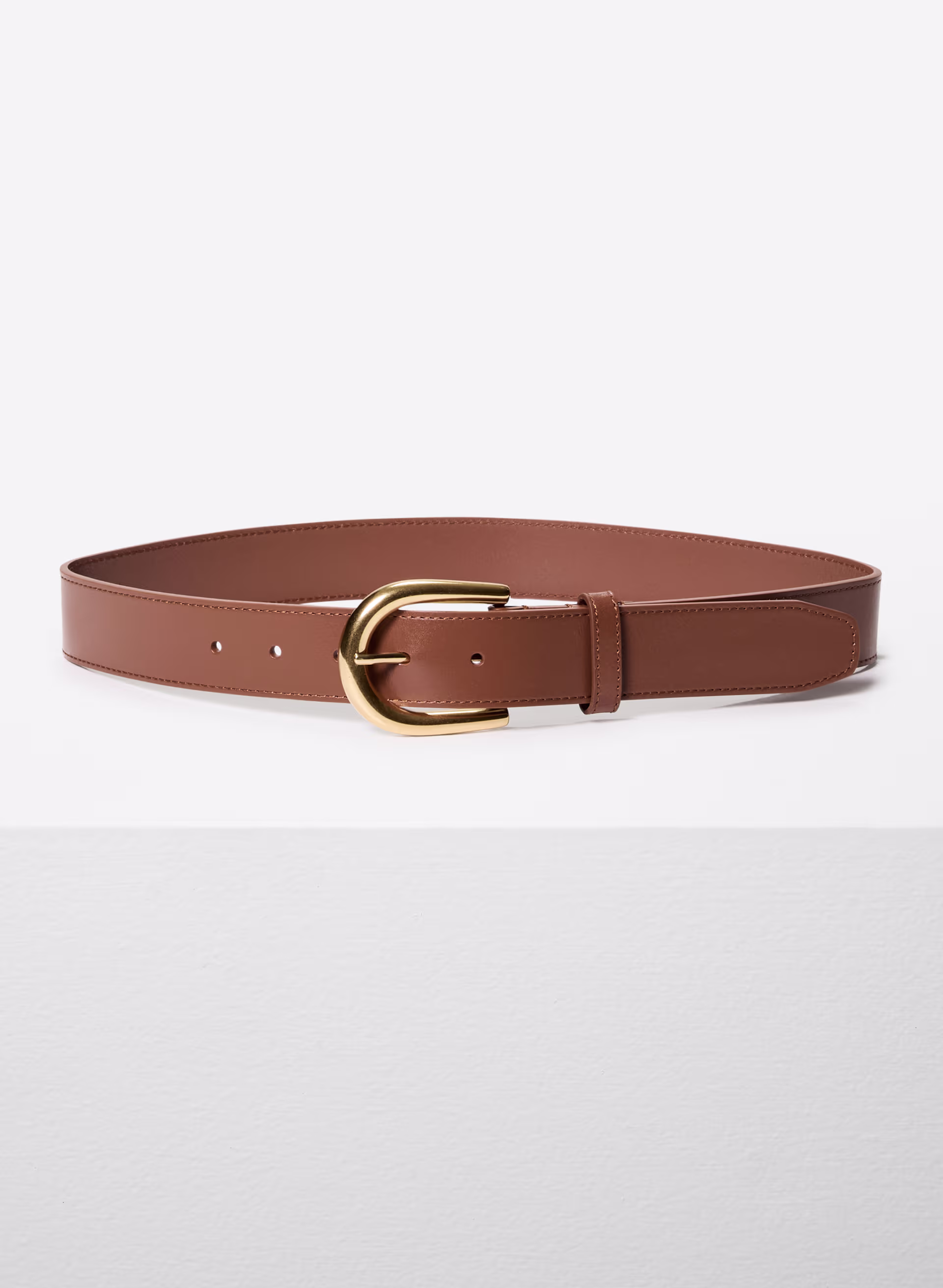 Accent Solid Brass Leather Wide Belt