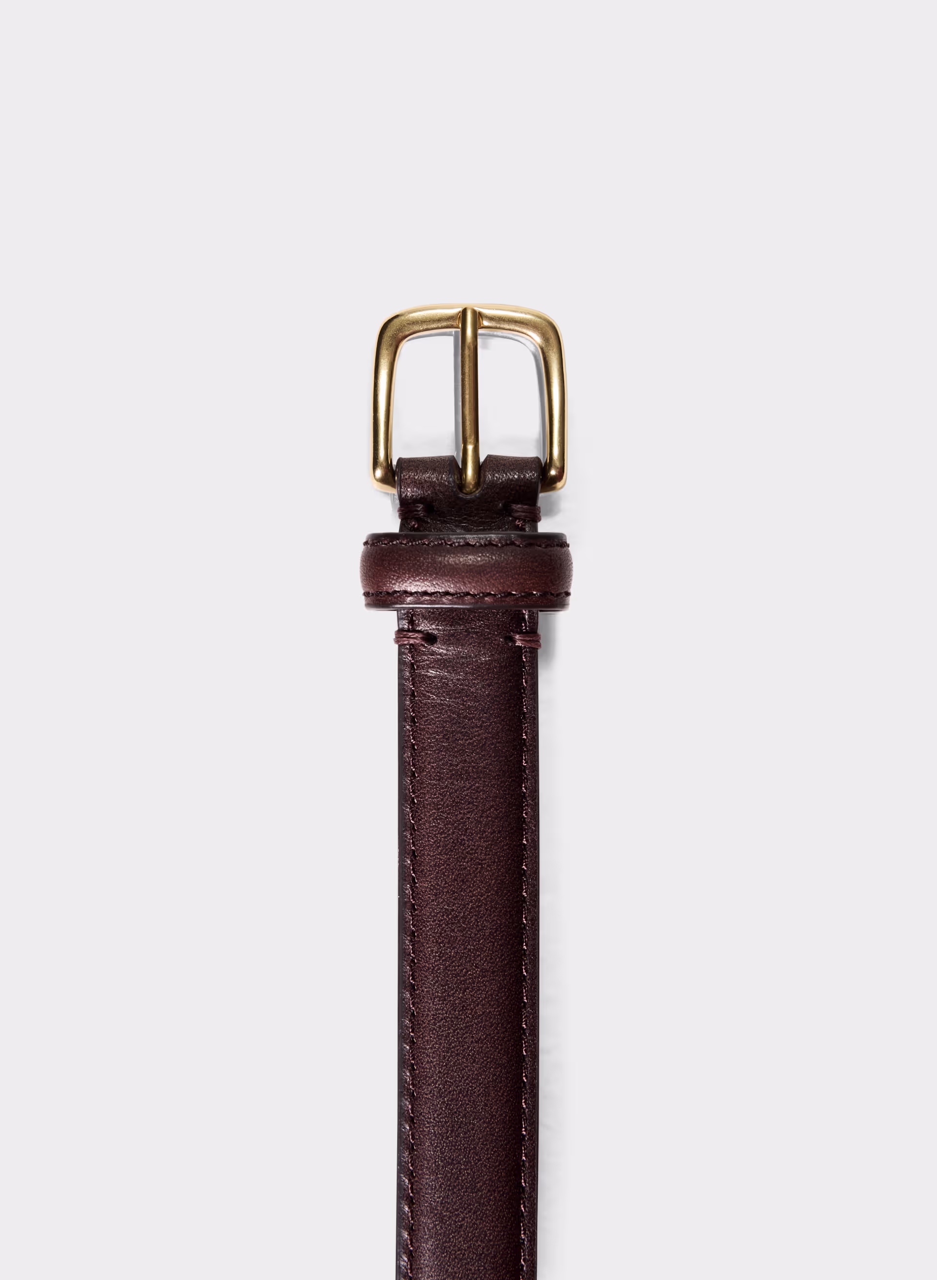 Essential Solid Brass Leather Slim Belt