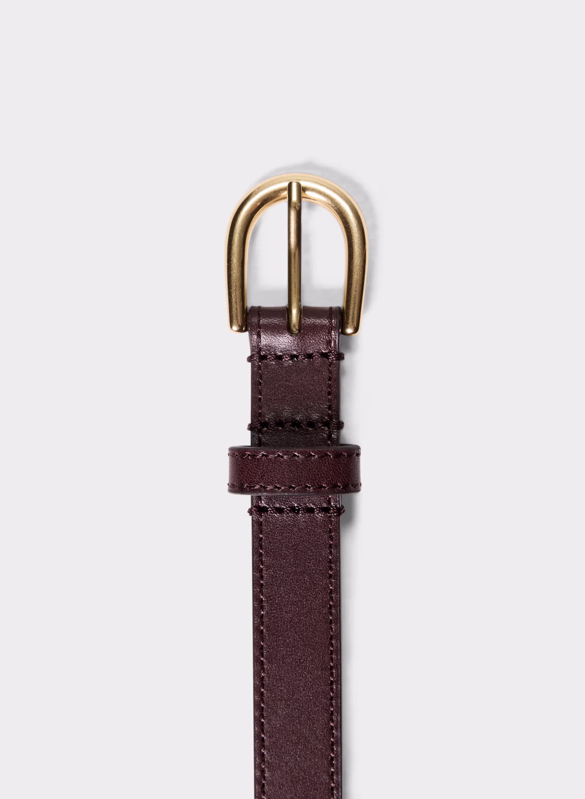 Accent Solid Brass Leather Slim Belt