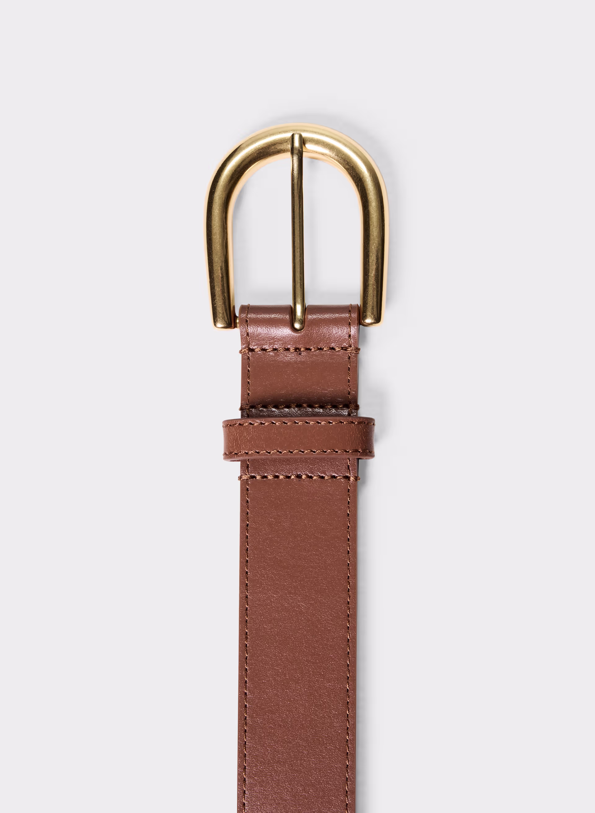 Accent Solid Brass Leather Wide Belt