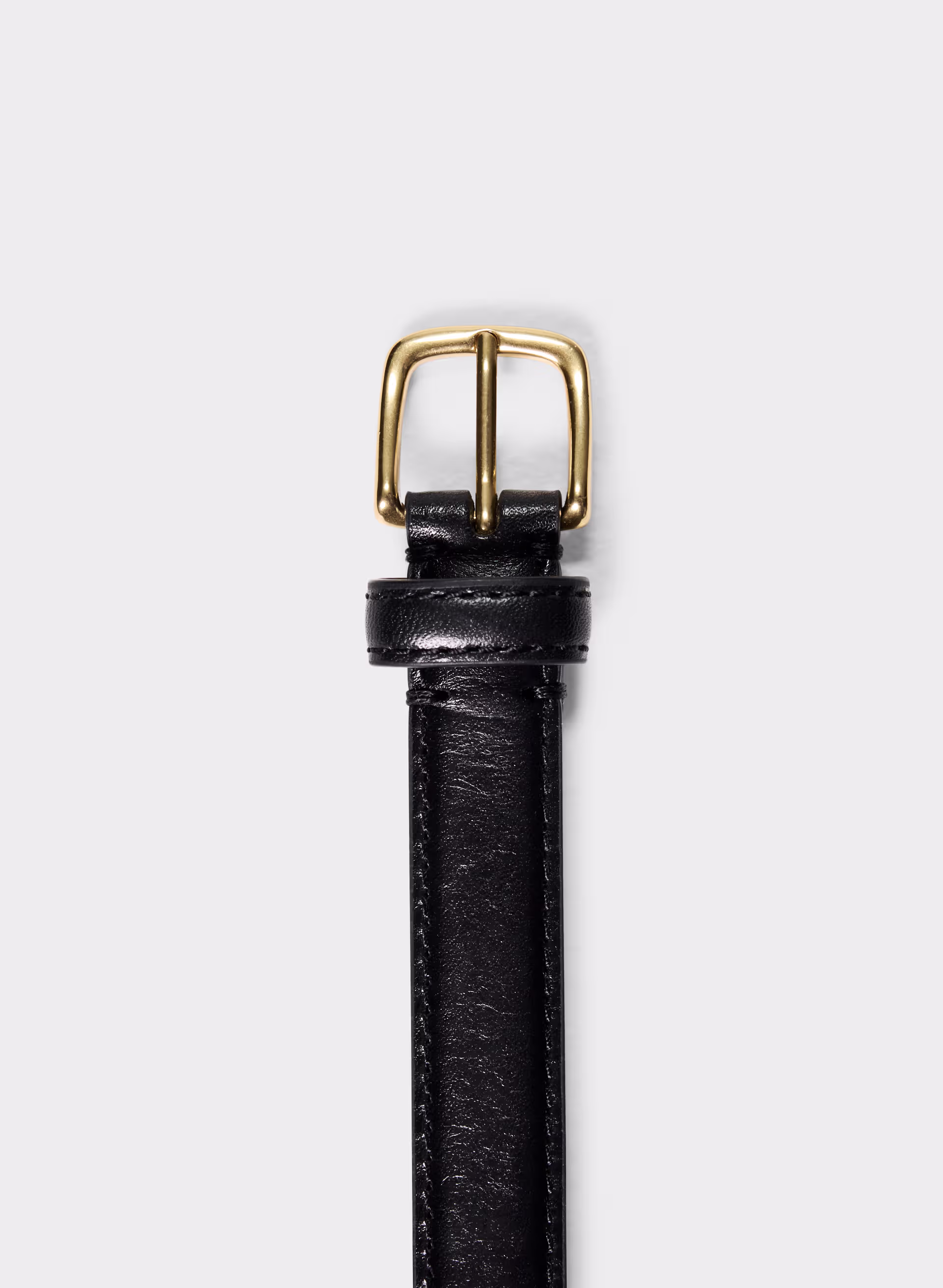 Essential Solid Brass Leather Slim Belt