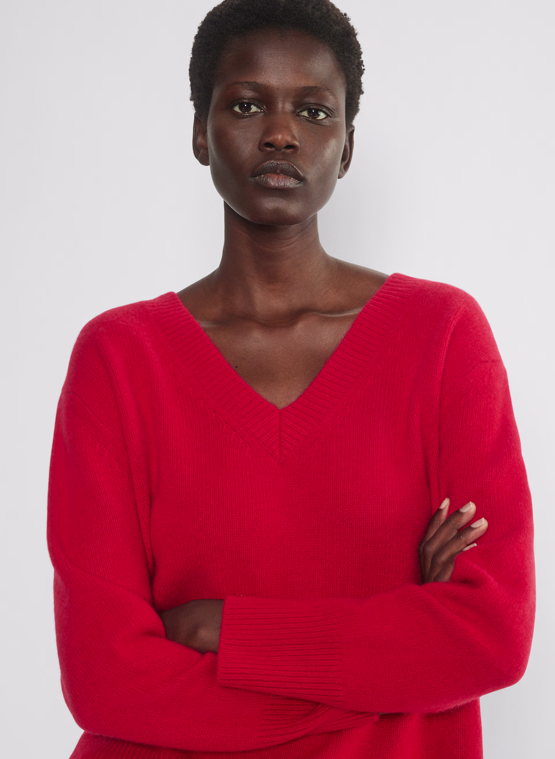 Plush Cashmere Oversized V-neck Sweater