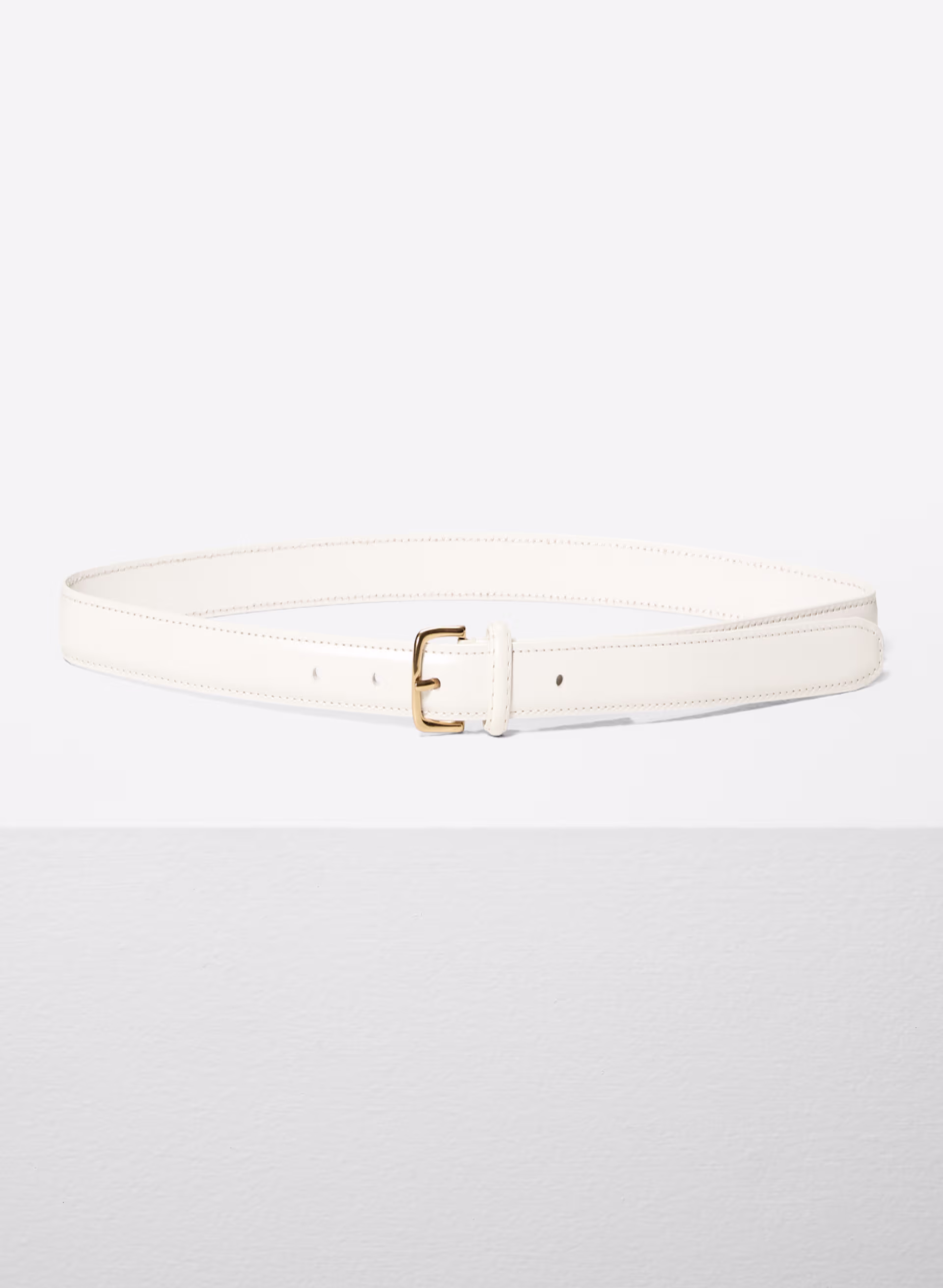 Essential Solid Brass Leather Slim Belt