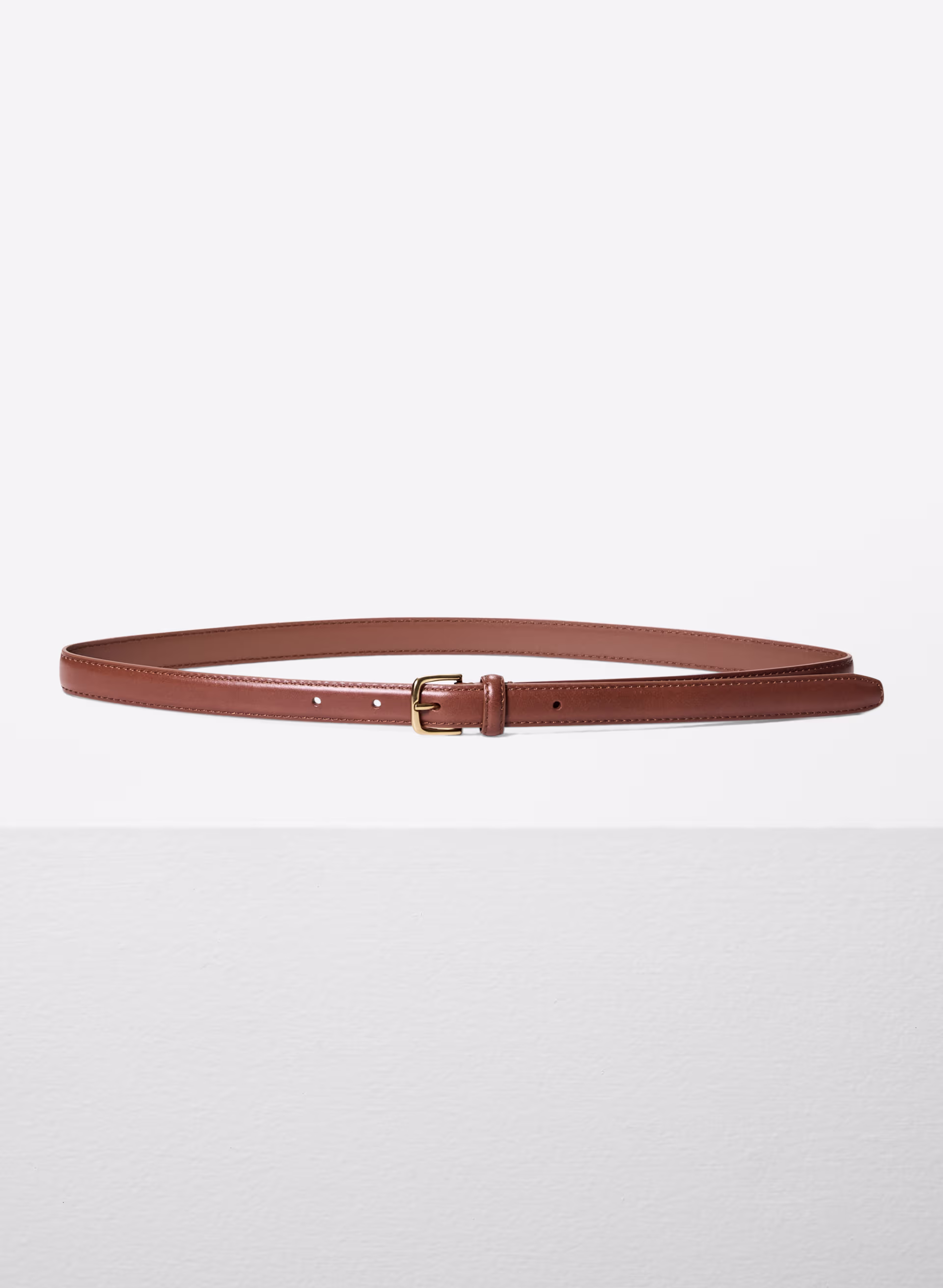 Essential Solid Brass Leather Slim Belt