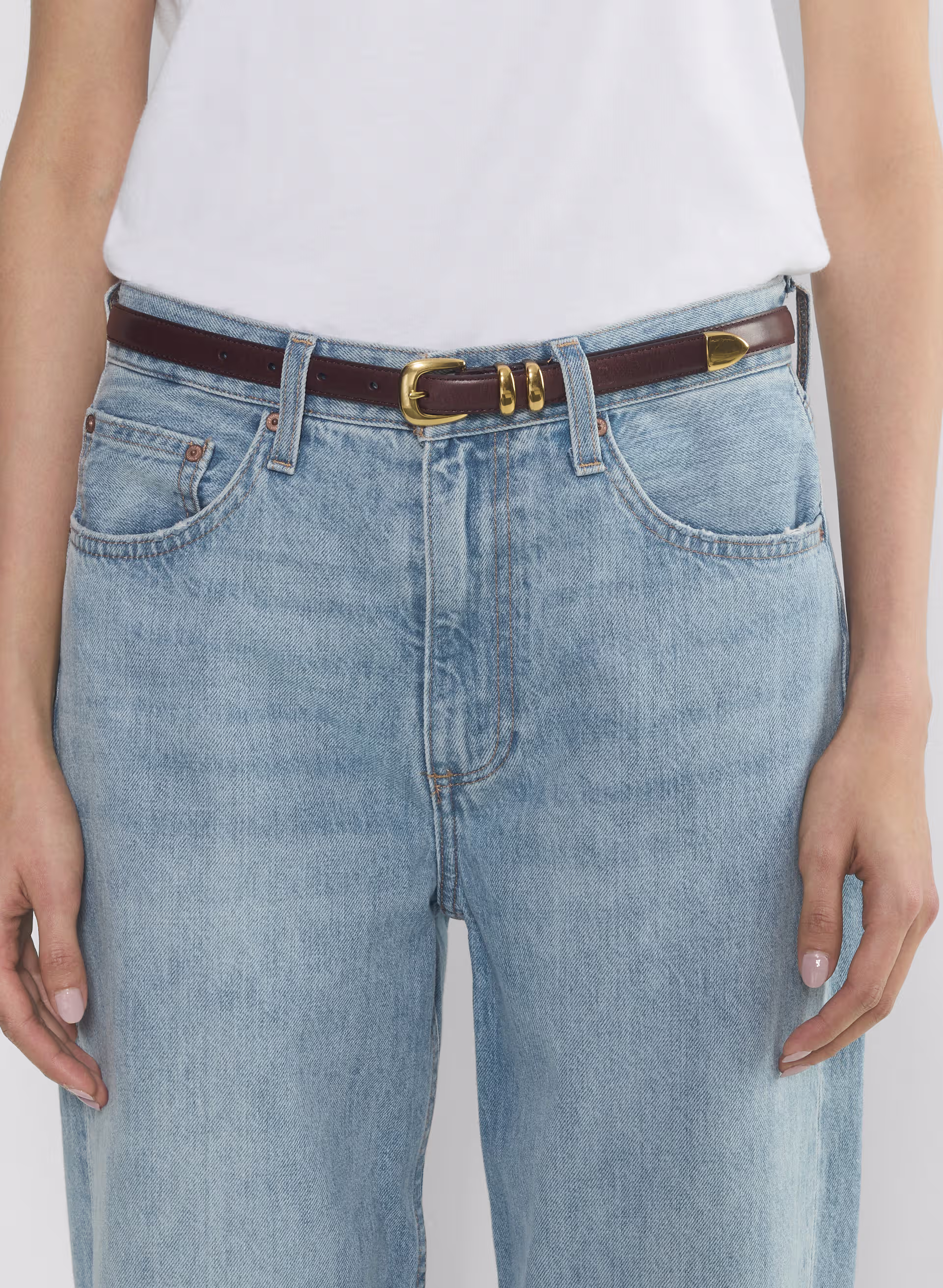 Legendary Solid Brass Leather Slim Belt