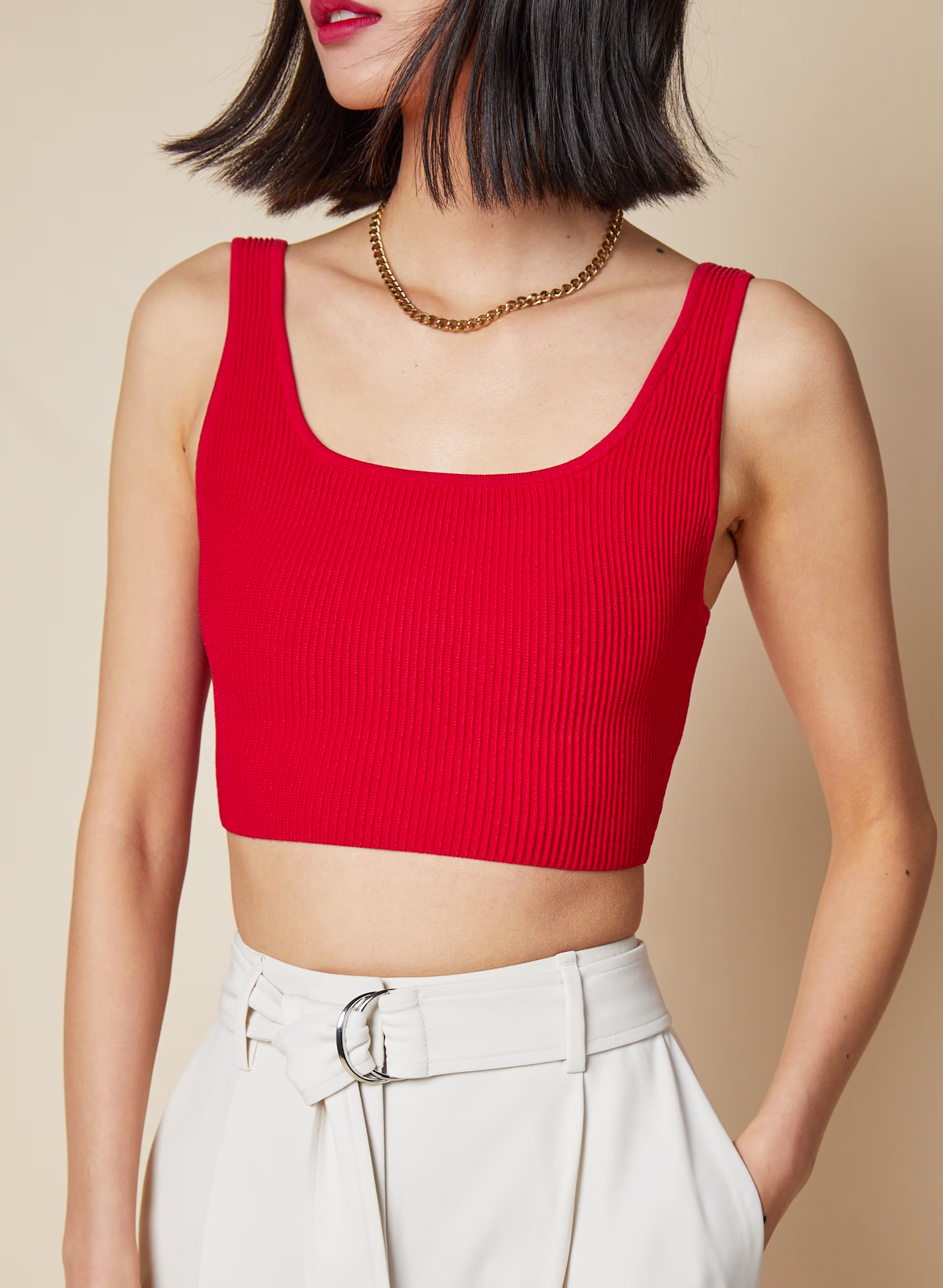Sculpt Knit Squareneck Cropped Tank