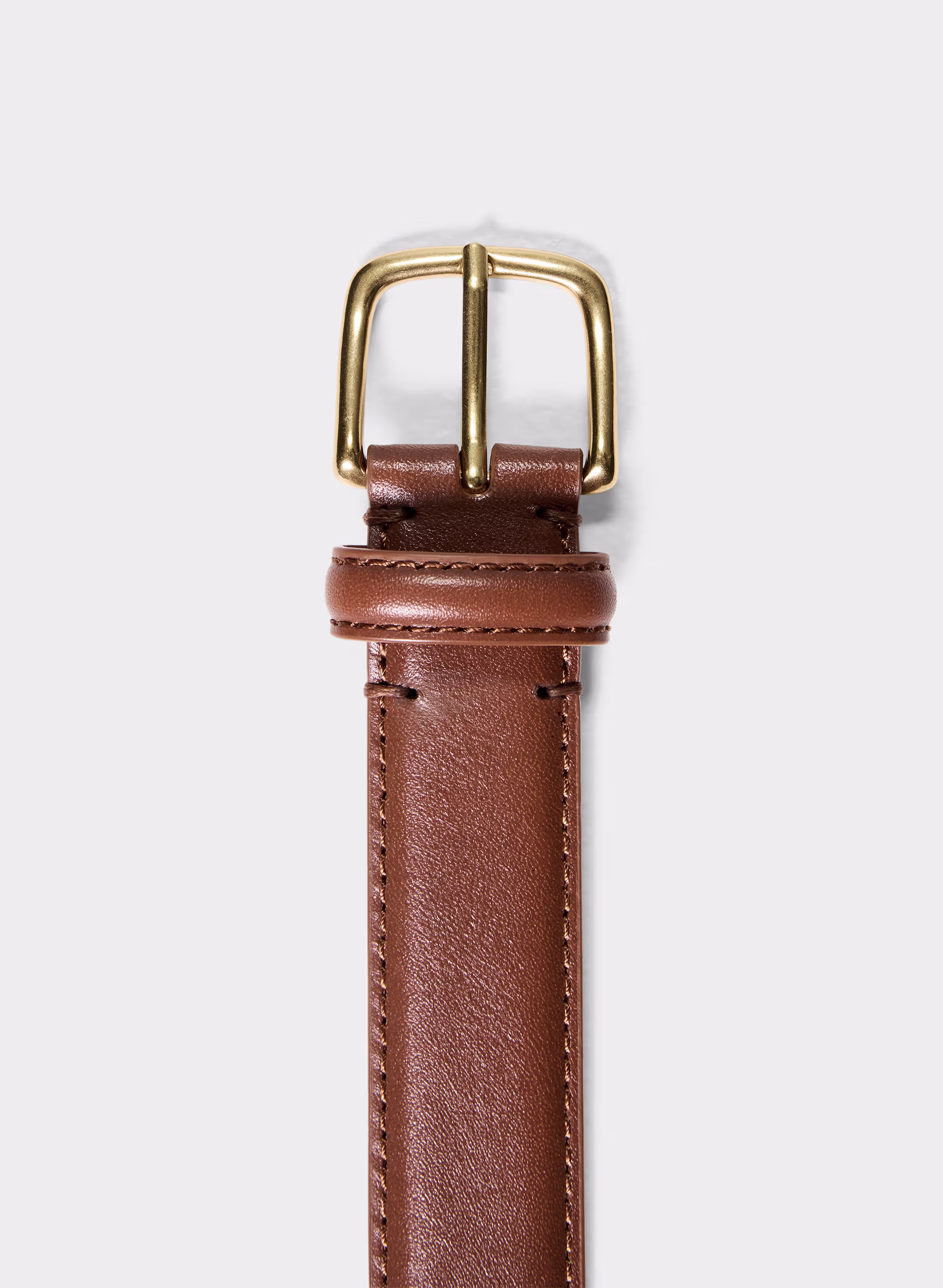 Essential Solid Brass Leather Belt