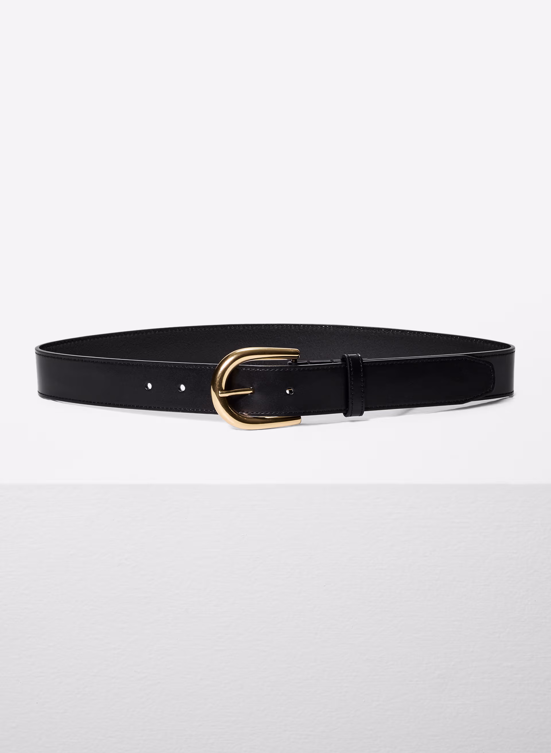 Accent Solid Brass Leather Wide Belt
