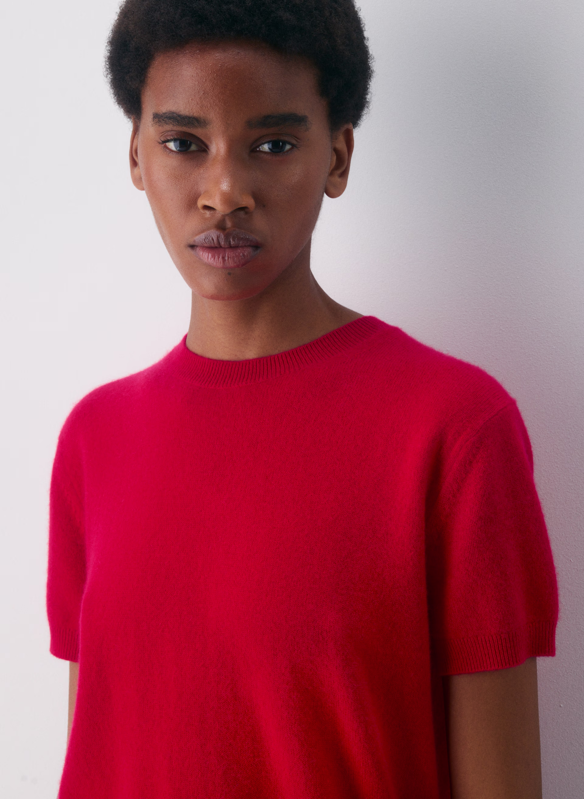 Bare Cashmere Shortsleeve Crew Sweater