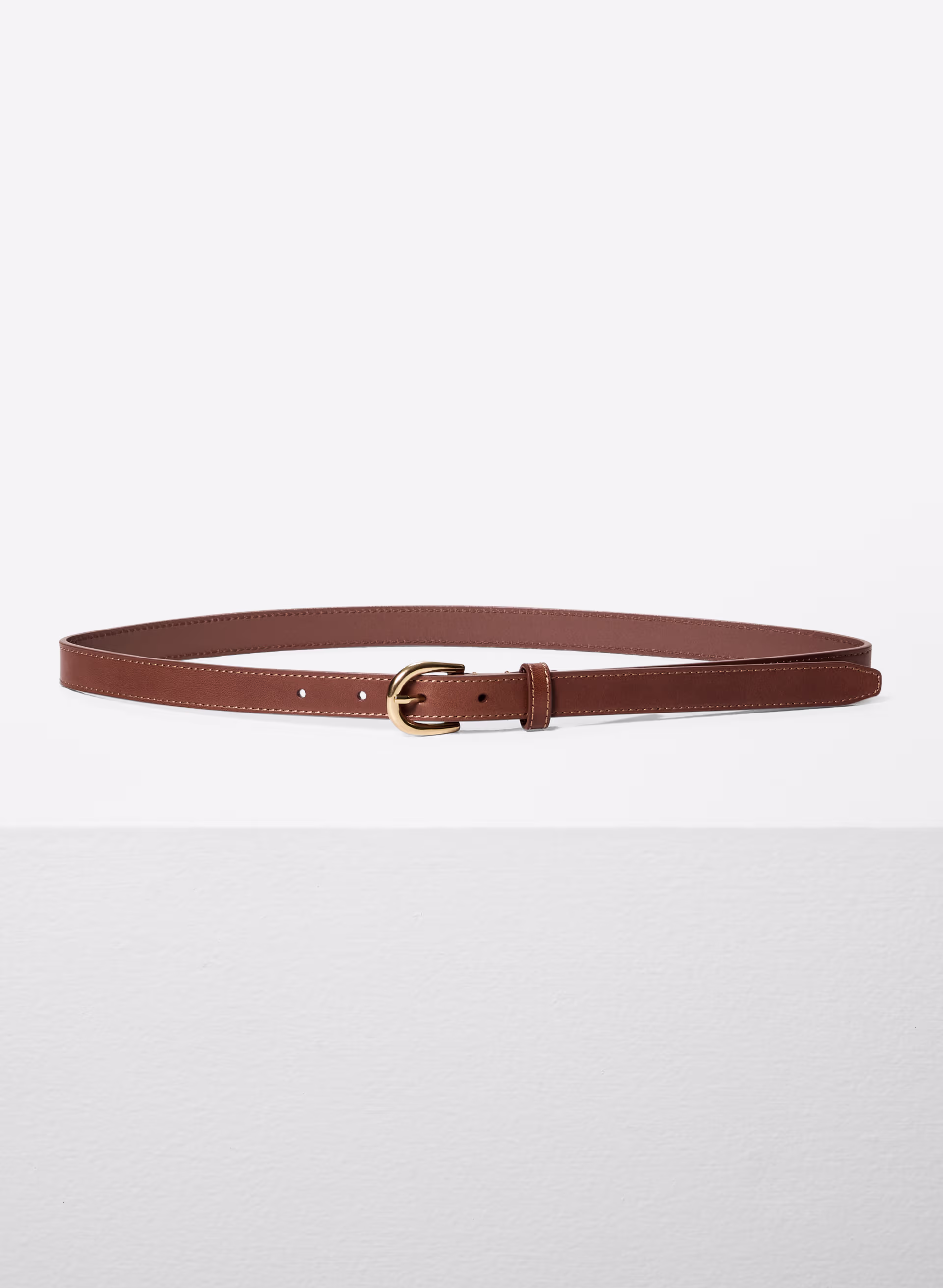 Accent Solid Brass Leather Slim Belt