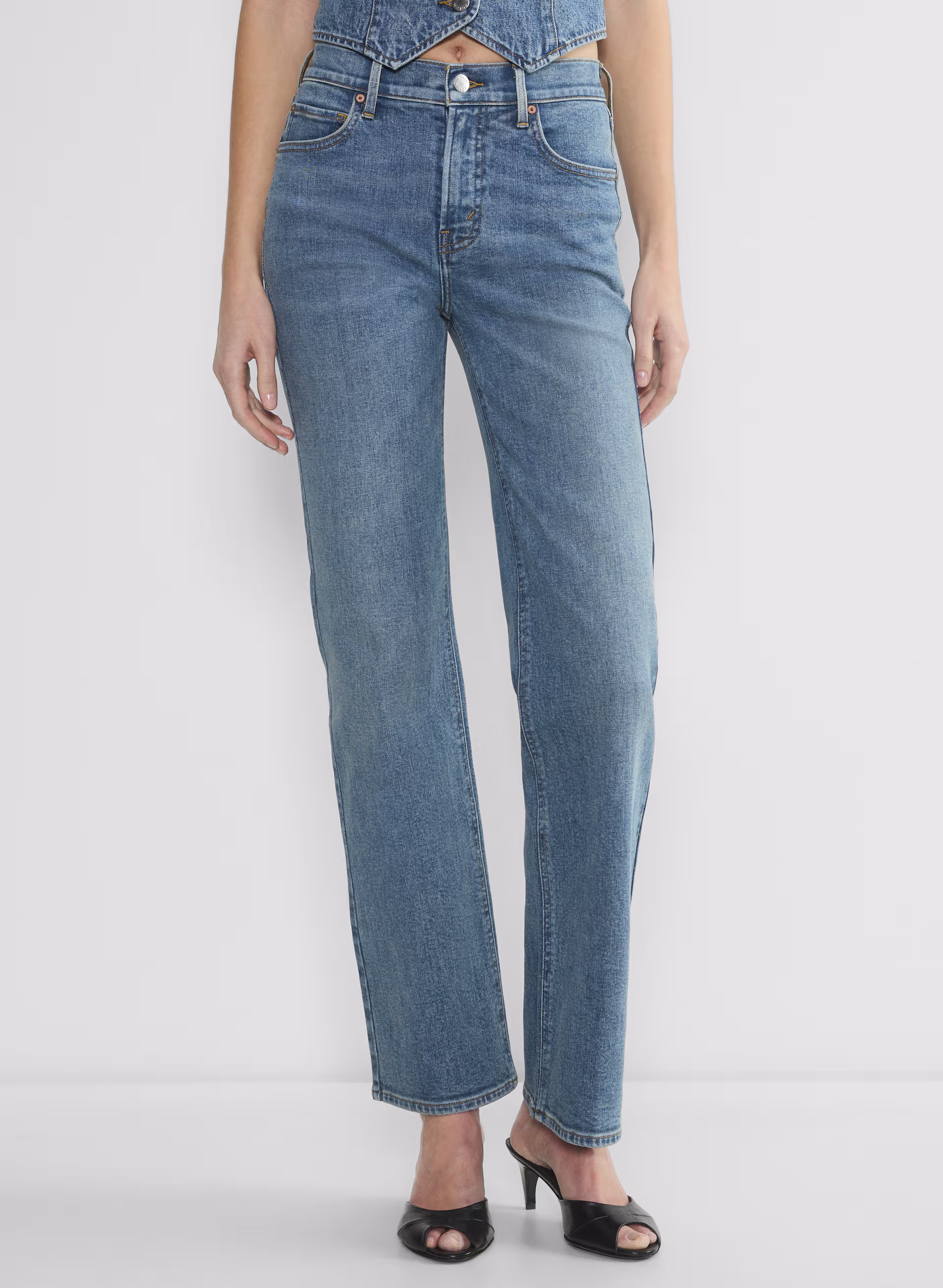 Denim Forum The ‘90s Snatched Mid-rise Straight Jean