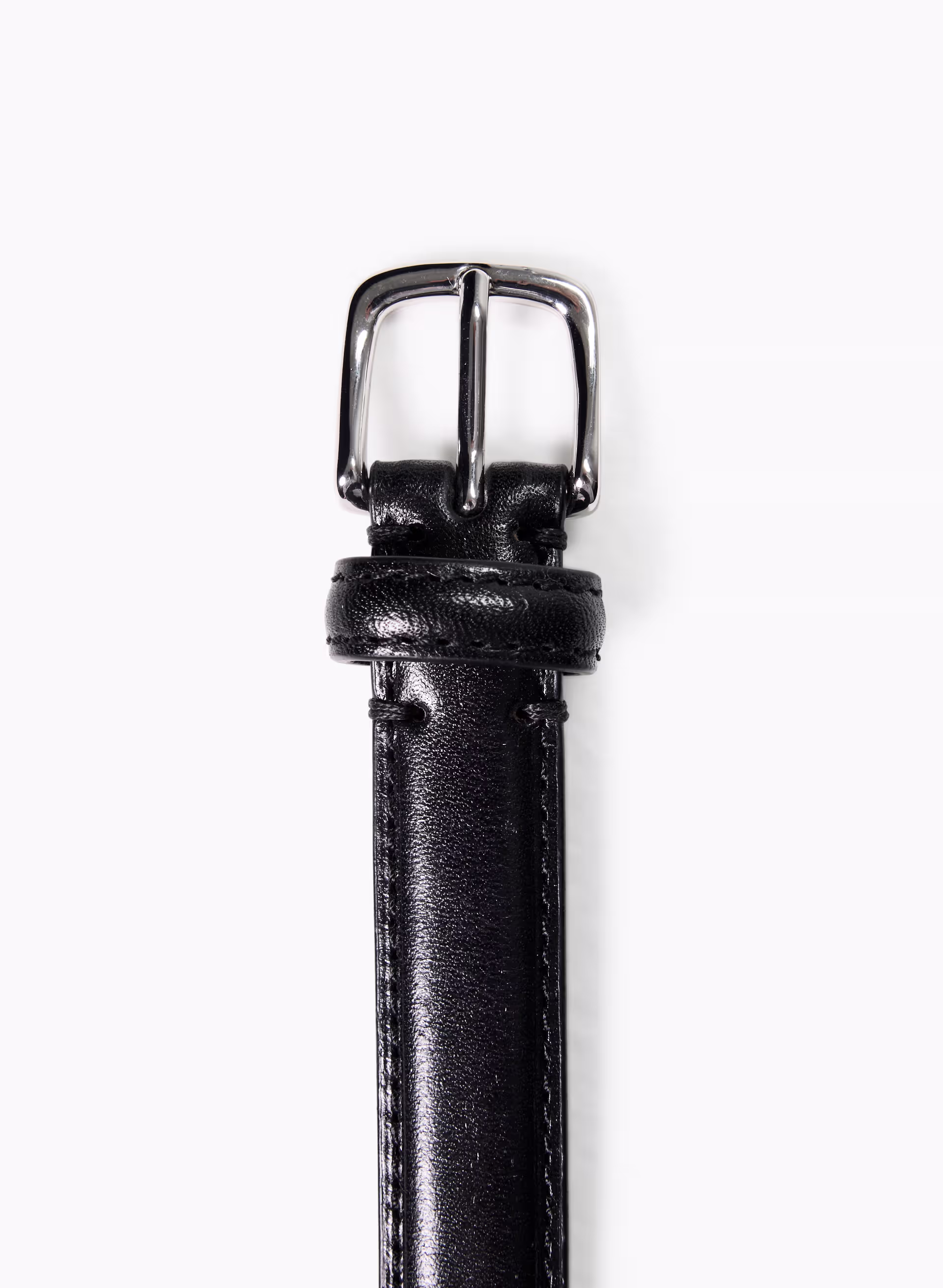 Essential Solid Brass Leather Slim Belt