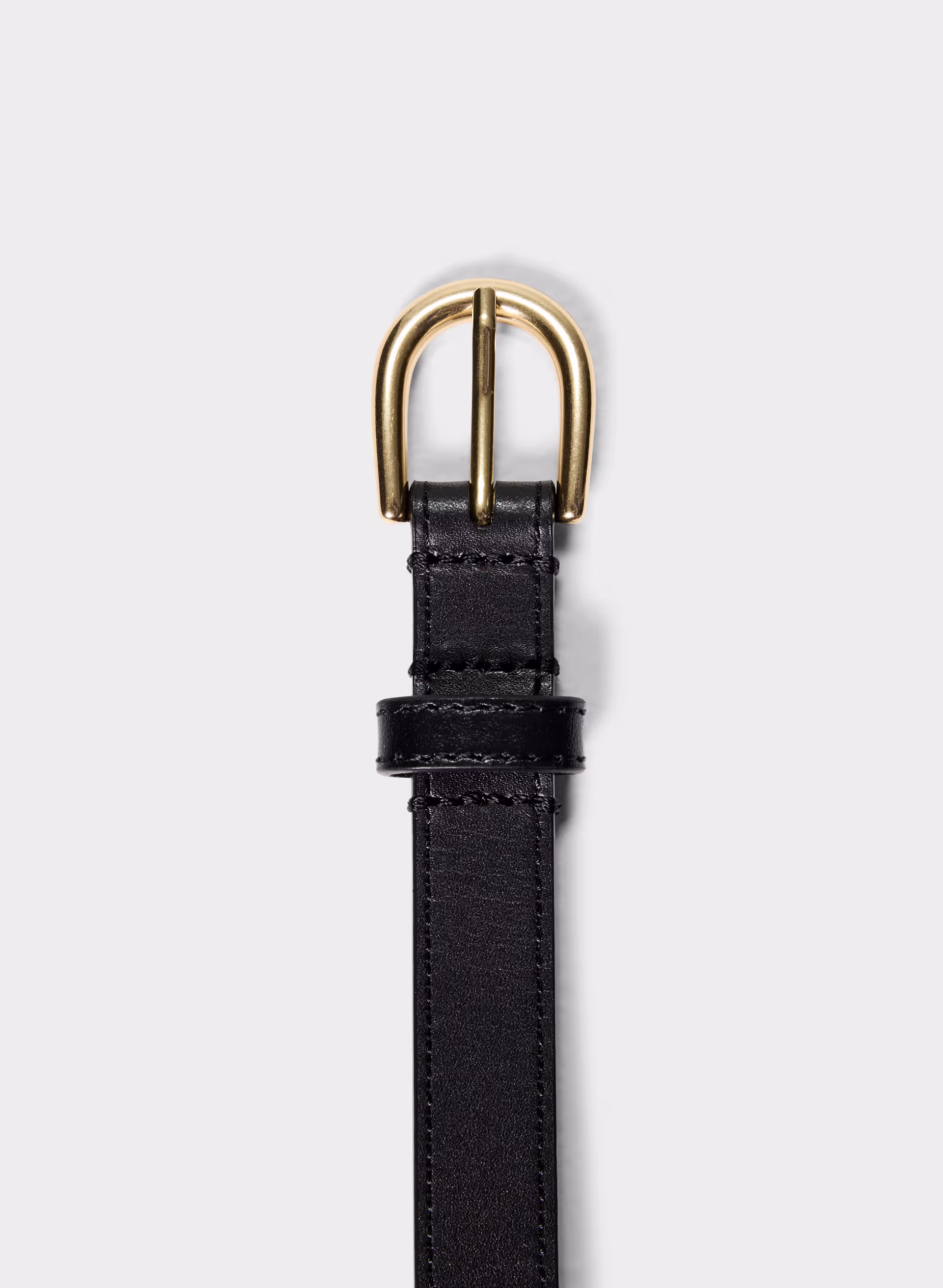 Accent Solid Brass Leather Slim Belt