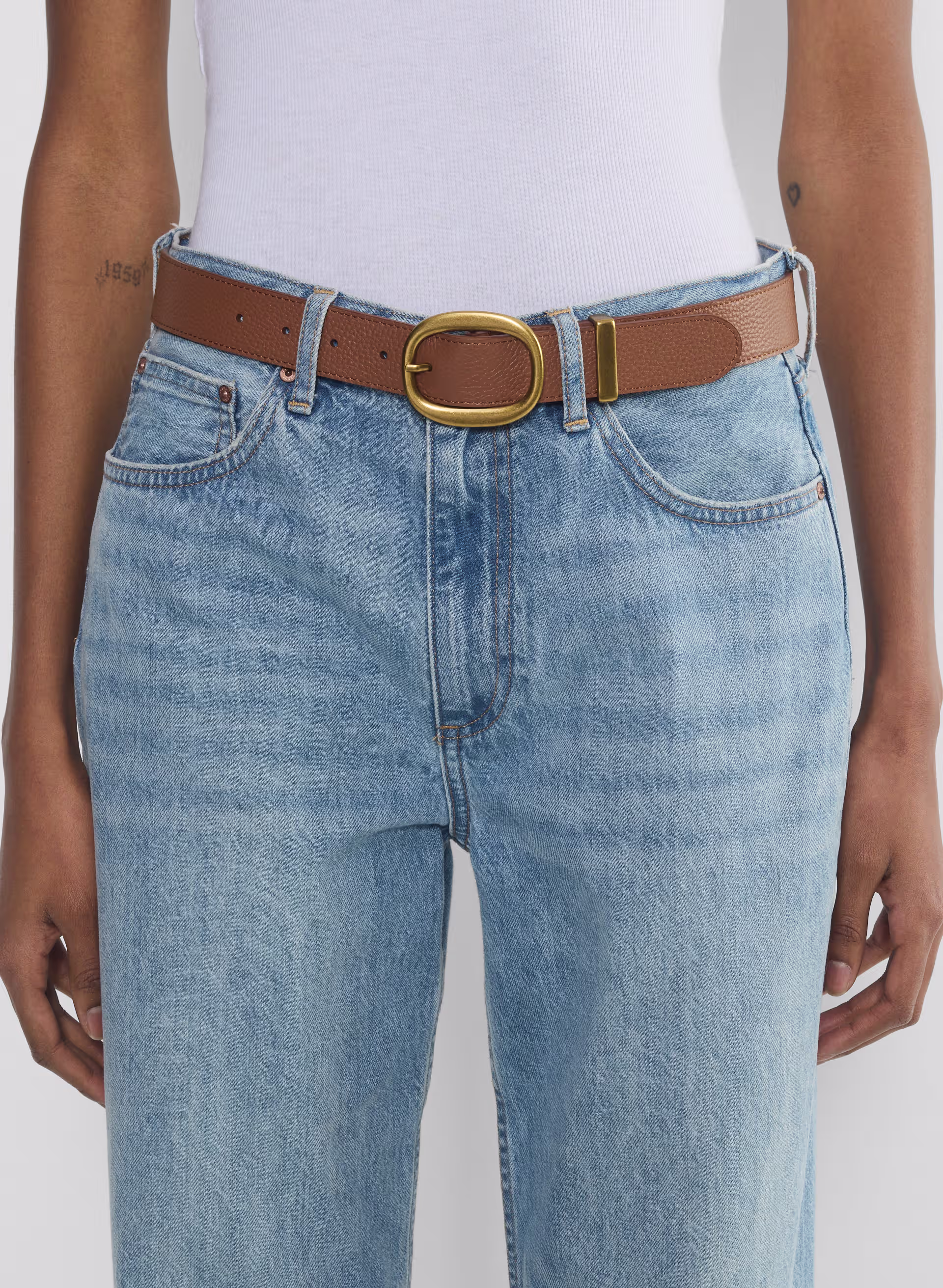 Lifetime Solid Brass Leather Wide Belt