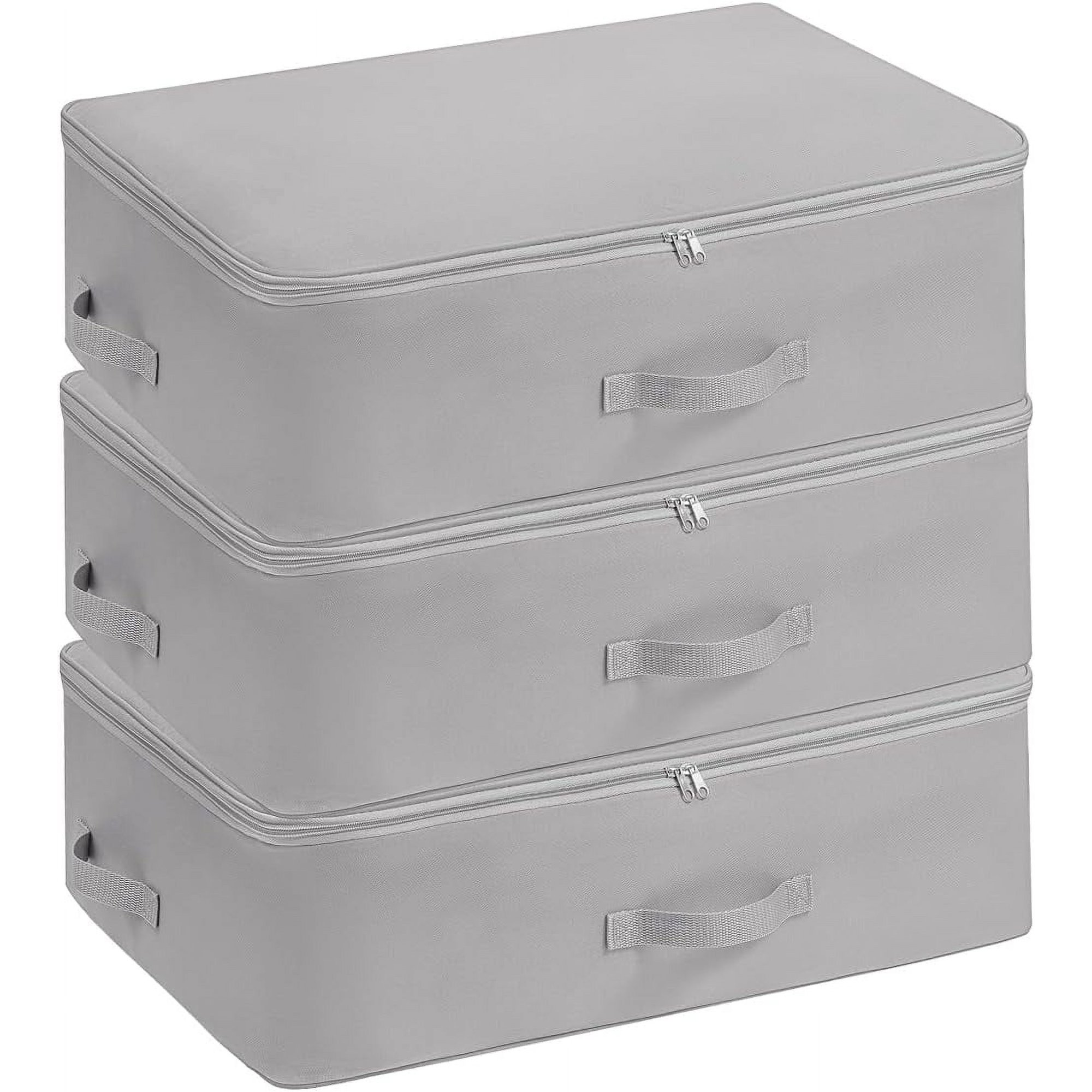 dxynlzq HCOCM   Clothing Storage Bags Clothes Organizer with Reinforced Handle Foldable Under Bed Storage Bags for Blankets Comforters Quilt Bedding Pillow Toy 3Pcs Gery