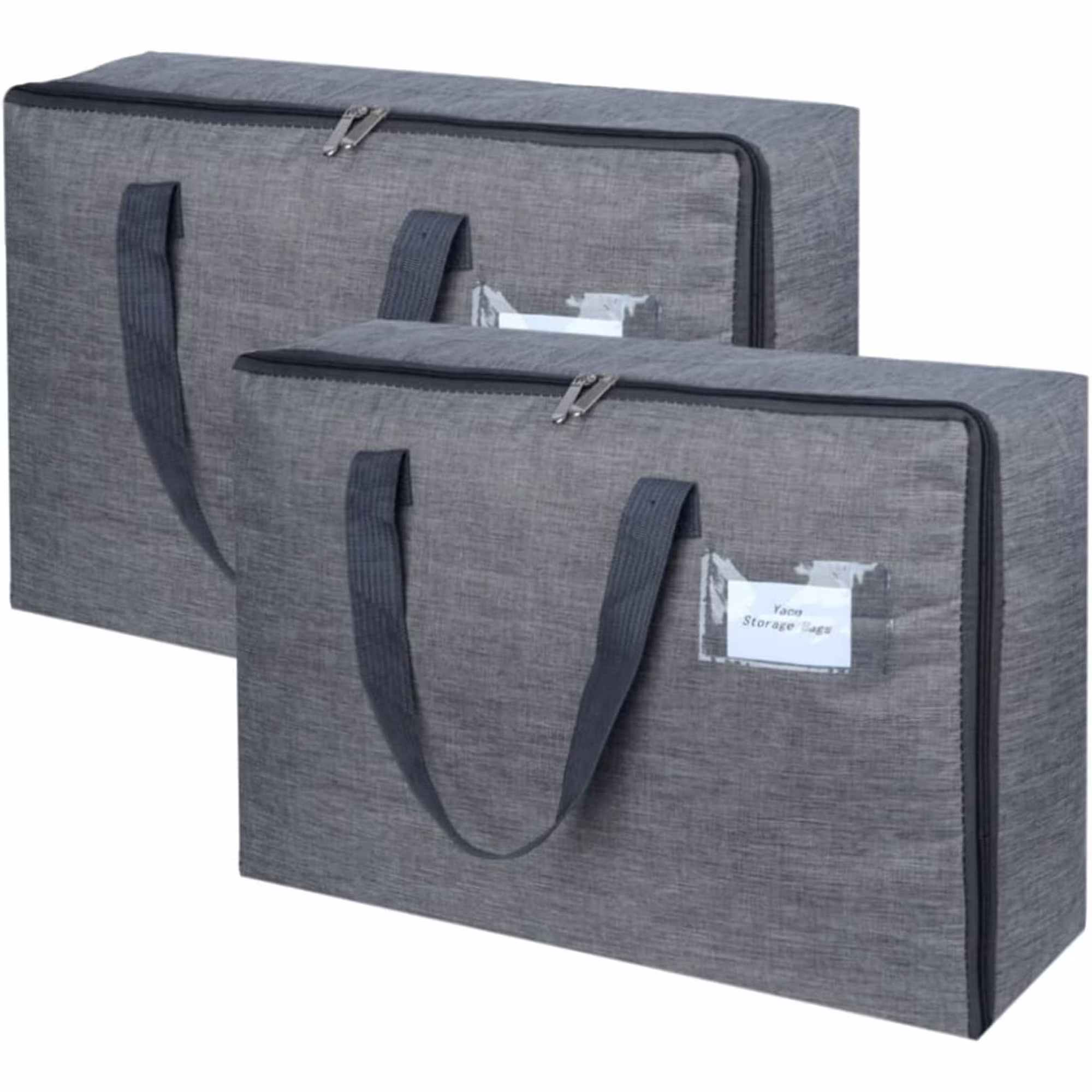 2 Pack Large Moisture-Proof Storage Moving Travel Bag for Comforter Pillow Blanket Quilt Bedding Clothes/Water-Resistant Linen Fabric/Storage Container for Closet Under-Bed