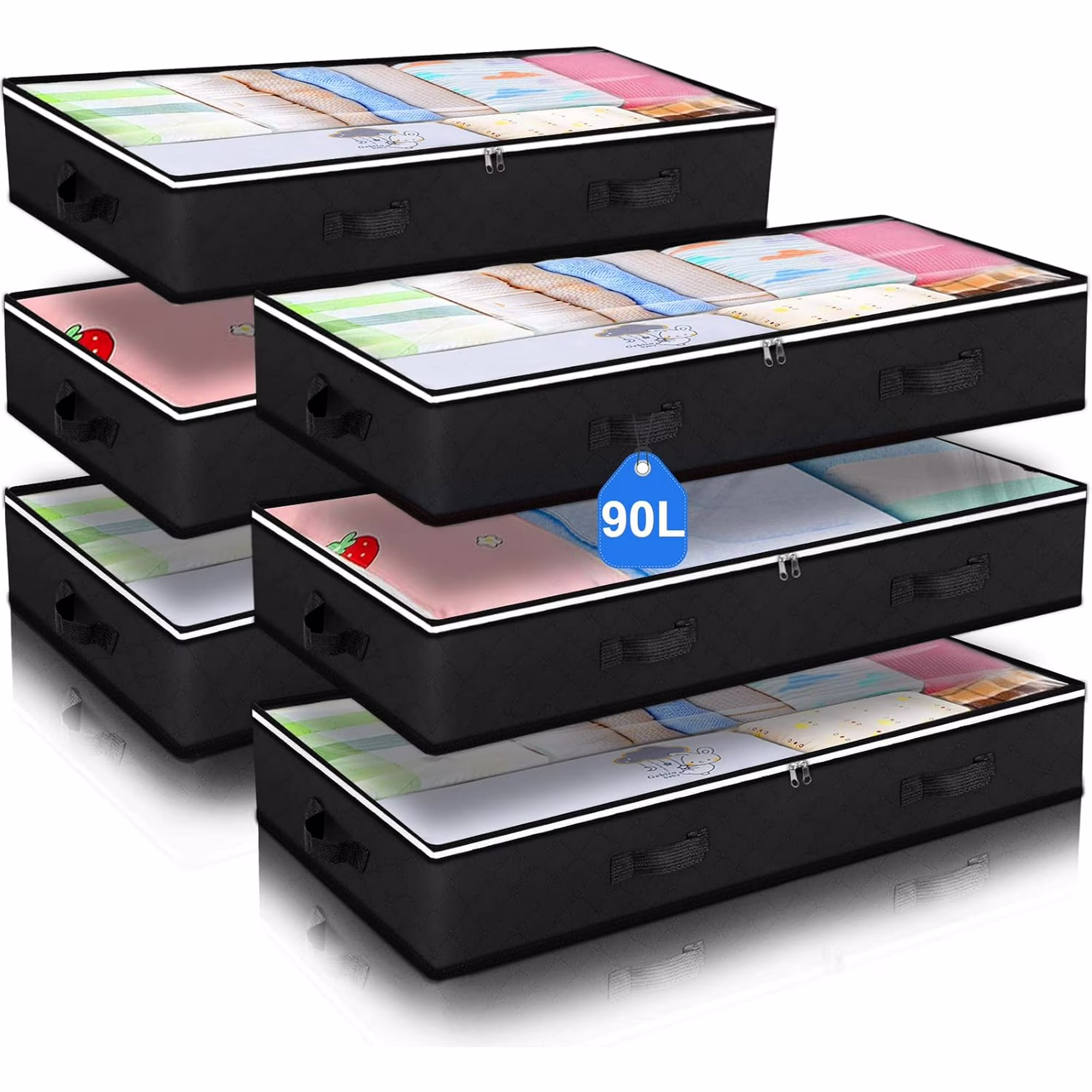 UniMall 6 Pack Under Bed Storage Containers Organizer, Large Capacity Underbed Clothes Storage Bins, Bedroom Organization and Storage, Foldable Storage Bags for Clothes Pillow Blankets Bedding