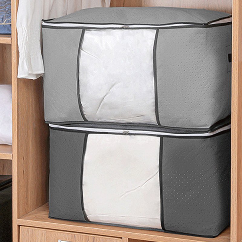 Transparent cotton quilt storage bag with thickened dust and moisture resistance for home storage under the bed