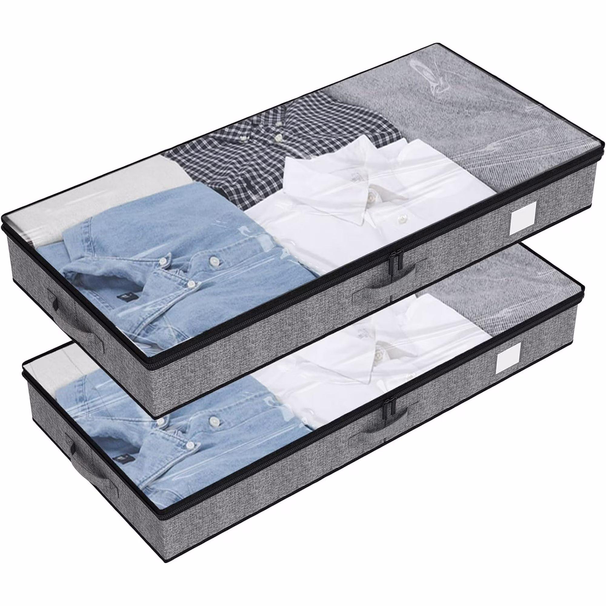4 Pack Underbed Storage Containers, Below 4.5 Inches Low Profile Under Bed Organizer Clothes Storage Bins with Sturdy Sidewalls and Bottom