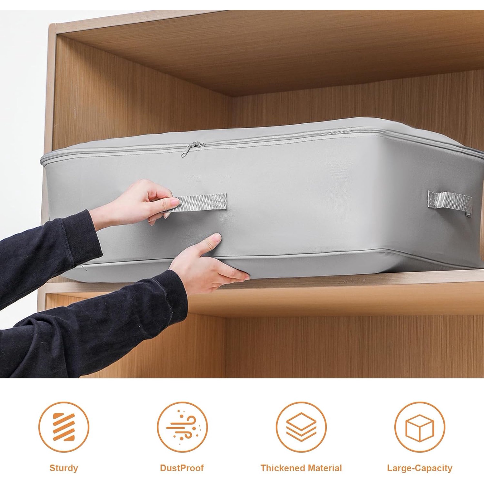 dxynlzq HCOCM   Clothing Storage Bags Clothes Organizer with Reinforced Handle Foldable Under Bed Storage Bags for Blankets Comforters Quilt Bedding Pillow Toy 3Pcs Gery