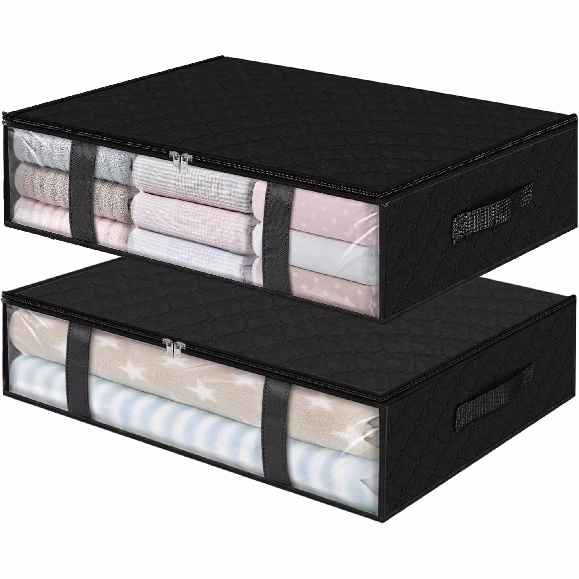 Storage Bins, Clothes Containers, Foldable Blanket Storage Bags, Under Bed Containers for Organizing, Clothing, Bedroom, Comforter, Closet, Dorm, Quilts, Organizer,Grey