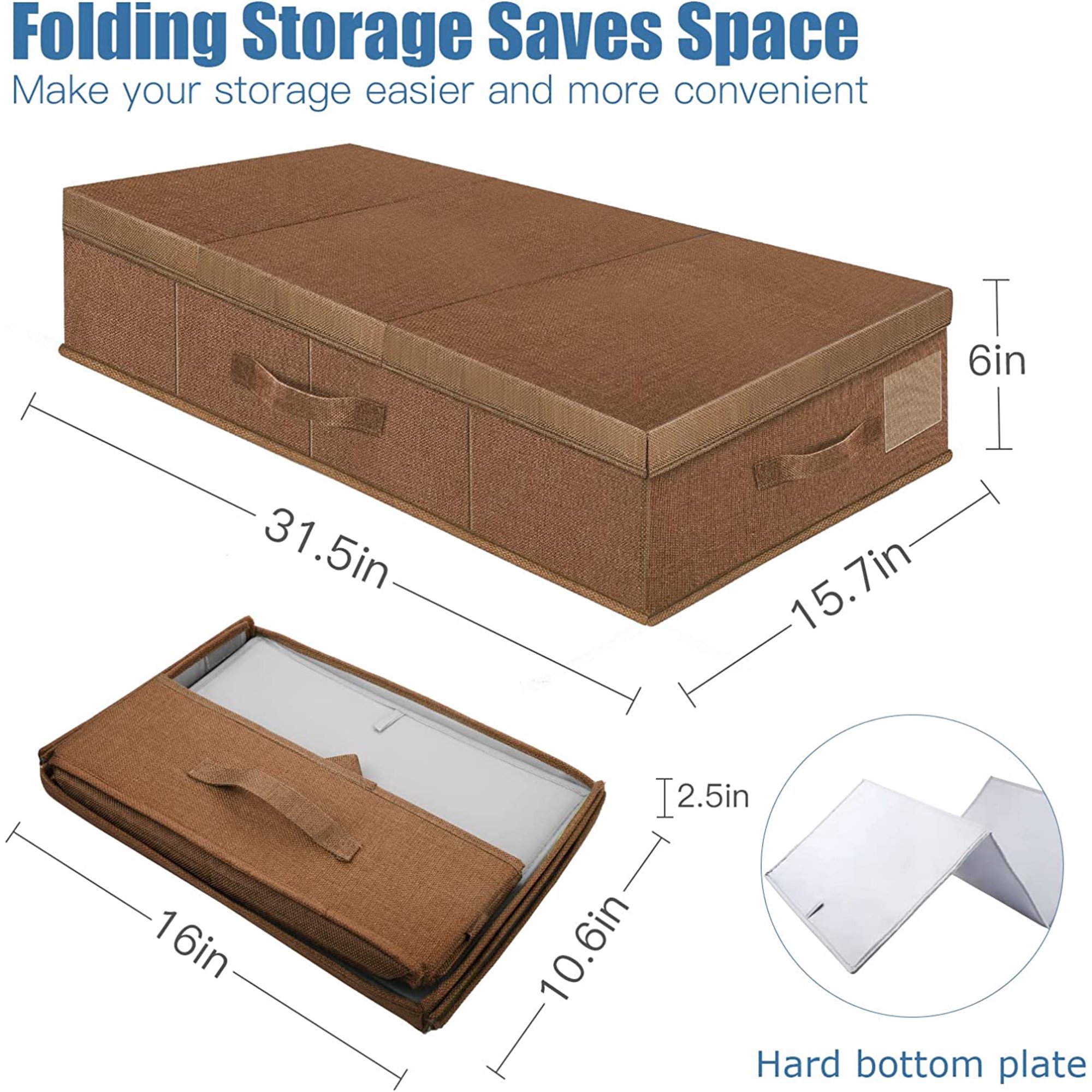 dxynlzq HCOCM   Underbed Storage Containers Bin with Lids (2pcs) Large Under Bed Storage Organizer Box with Handle  Foldable Under the Storage Bags for Organizing Clothes  Shoes  Blankets