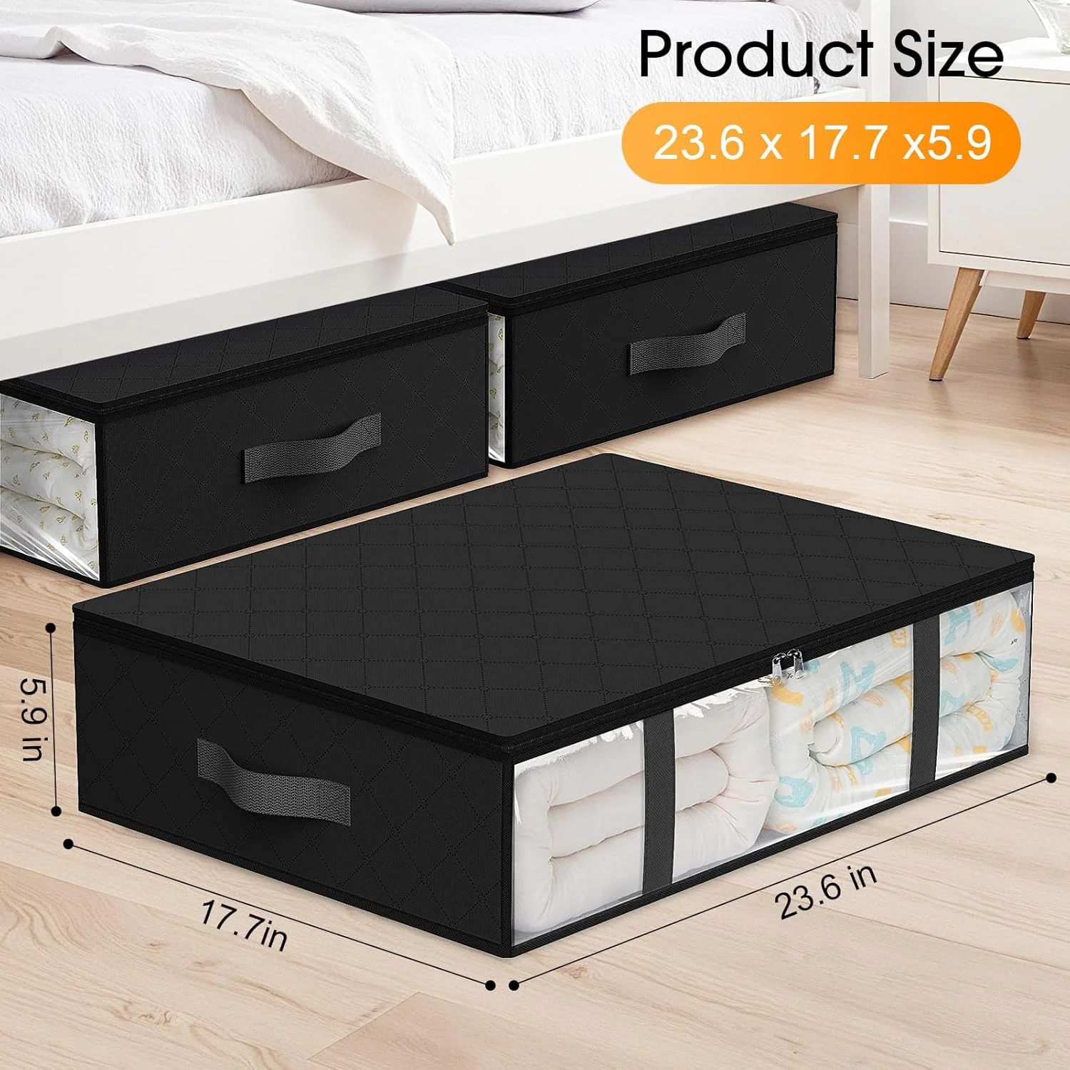 Storage Bins, Clothes Containers, Foldable Blanket Storage Bags, Under Bed Containers for Organizing, Clothing, Bedroom, Comforter, Closet, Dorm, Quilts, Organizer,Grey