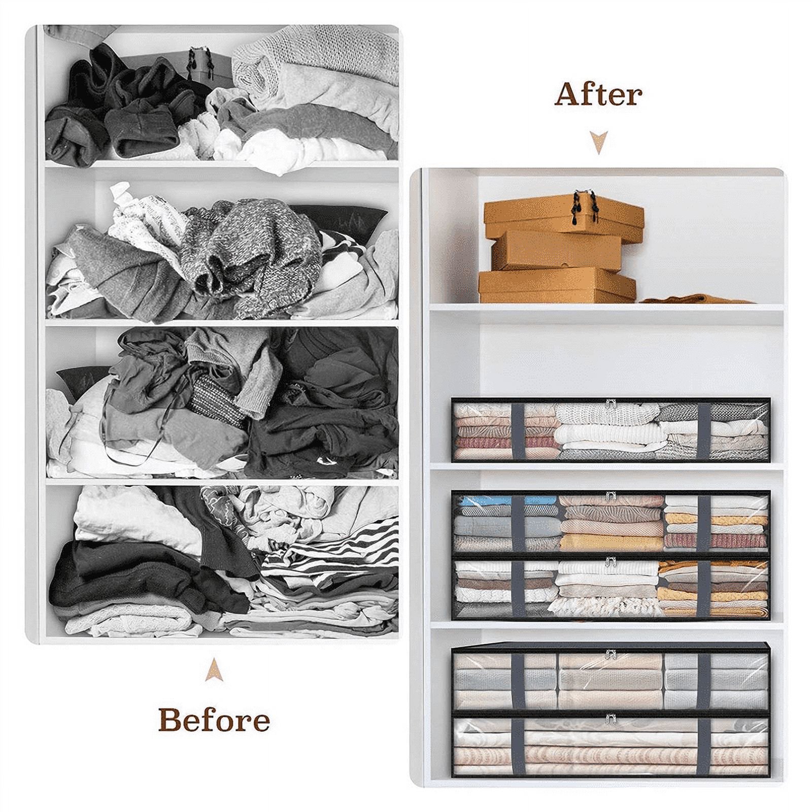 Storage Bags, Clothes Storage, Under Bed Storage Containers with Handles, Capacity Storage Bins, Foldable 6Pcs,6 x Storage Bags,grey