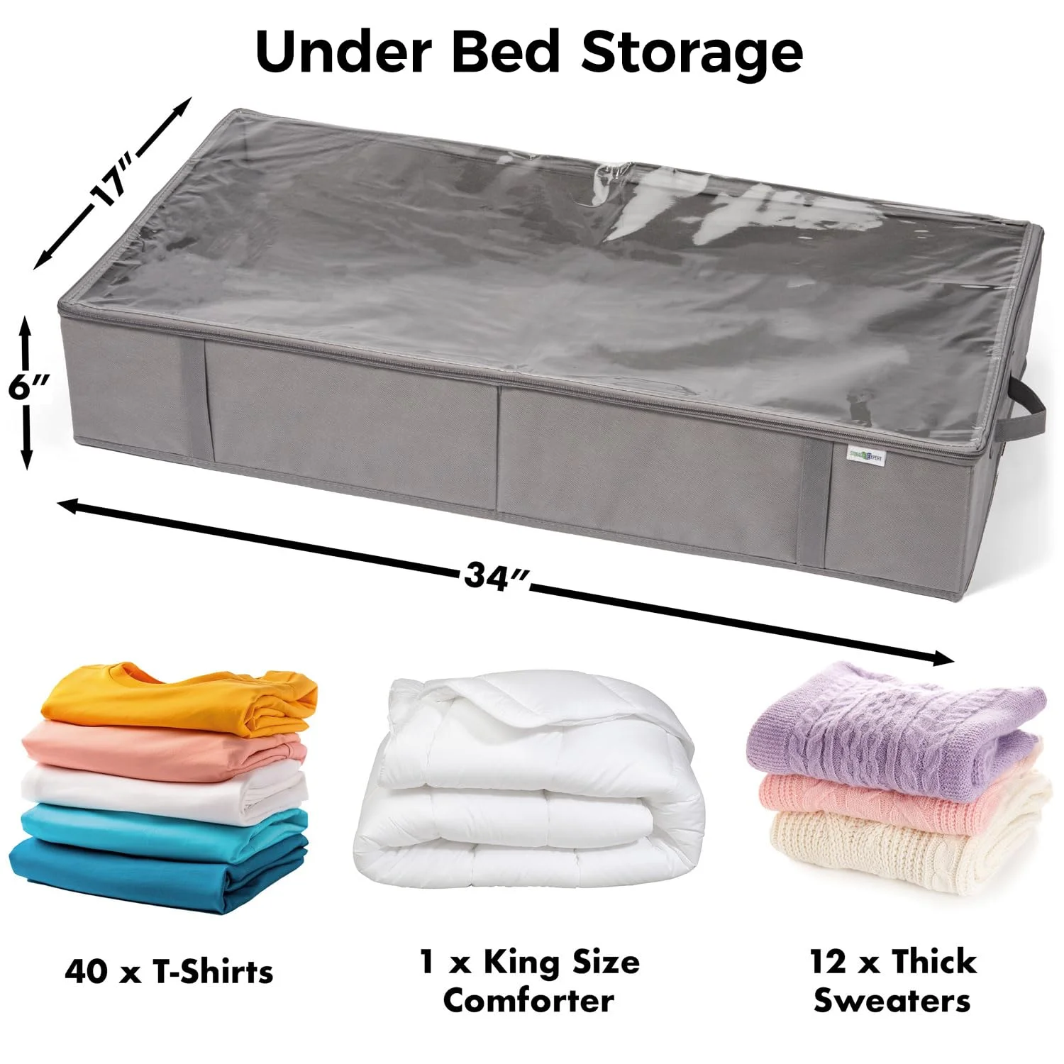 Dust proof under bed storage containers, large capacity closet organizers, ideal for clothes, toys, bedding, bedroom storage solution, gray, 4 pack