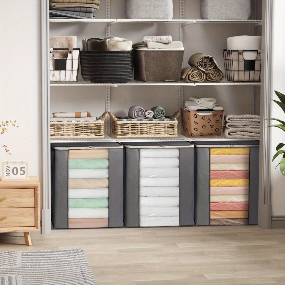 6-Pack Large Capacity Clothes Storage Bags - Foldable Fabric Organizers for Comforters & Blankets | Portable Under Bed & Closet Organization | Moving & Travel Essentials