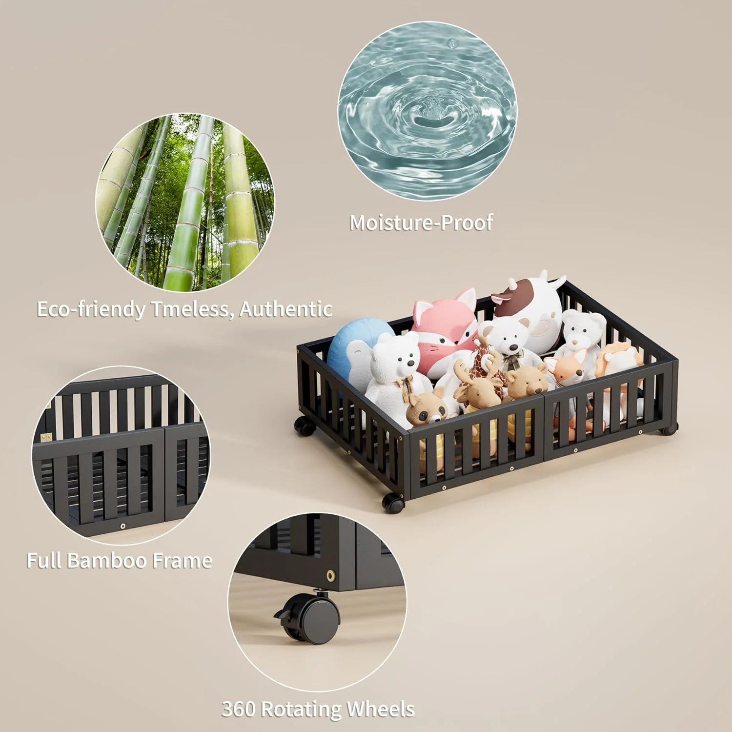 Bamboo Under Bed Storage with Wheels (2-Pack) – Rolling Underbed Shoe Organizer Box for Shoes, Blankets, Toys, Clothes Container Space-Saving Organizer Bins for Bedroom, Closet, Dorm, Nursery