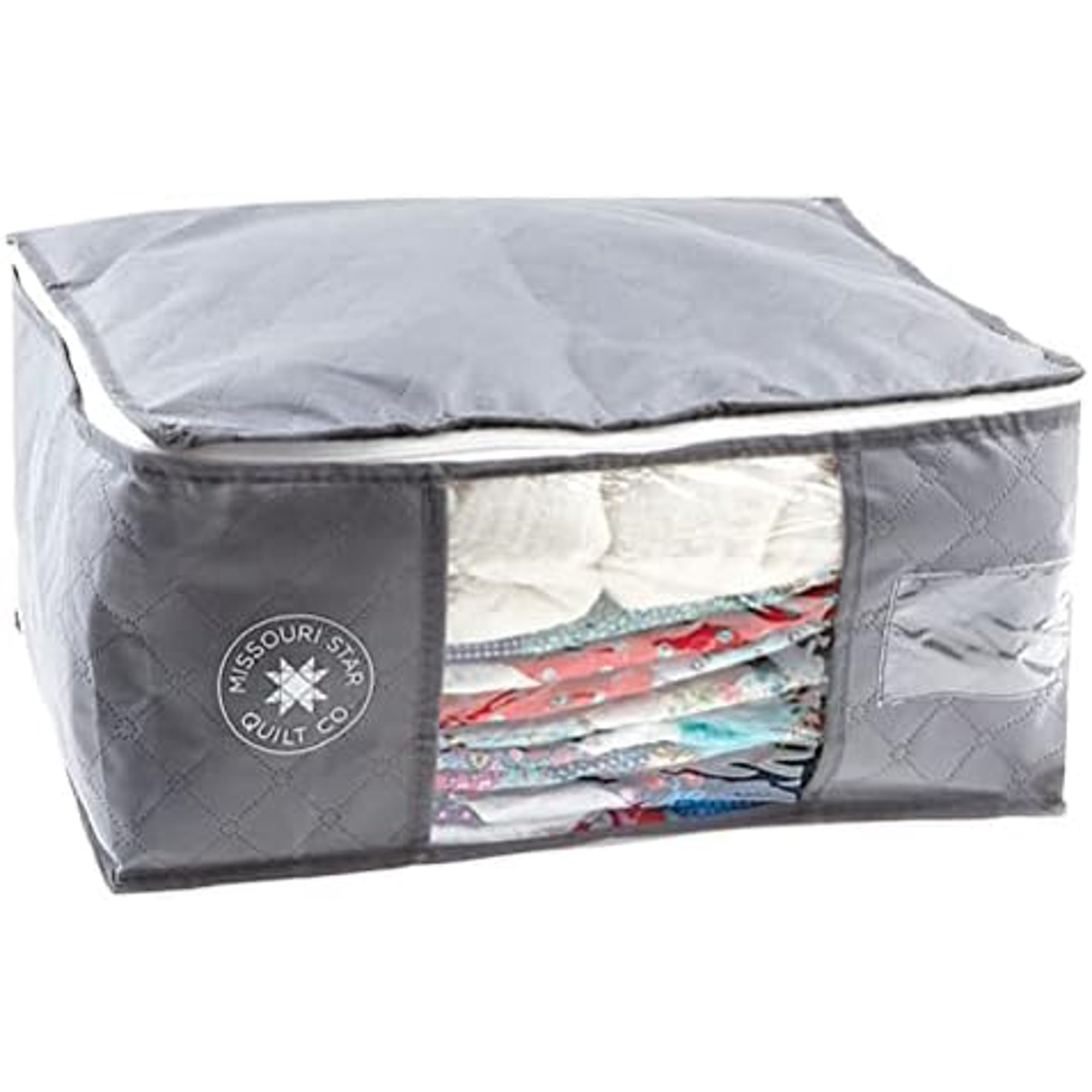 Missouri Star Blanket Storage Bag for Quilts Queen Size | Foldable Bedding Storage Bags with Zipper Clear Window | Large Fabric Tote with Handle for Underbed Storage