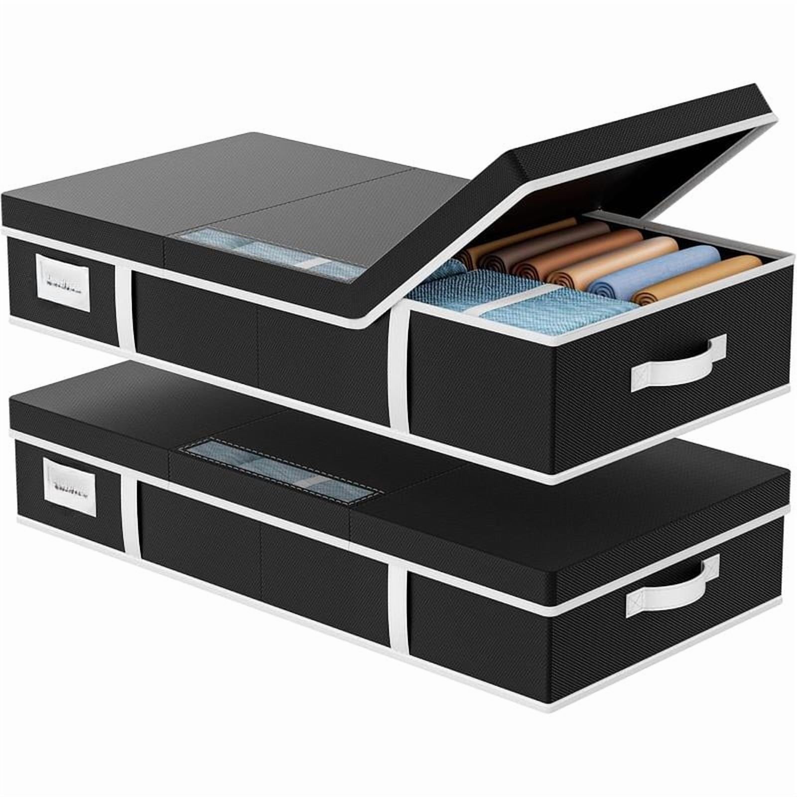 2-Pack Underbed Storage Boxes | Silent Wheels | Dustproof ​​Clear PVC Window |Organizer for Apartments/Dorms/Bedrooms |Back to School Must Have