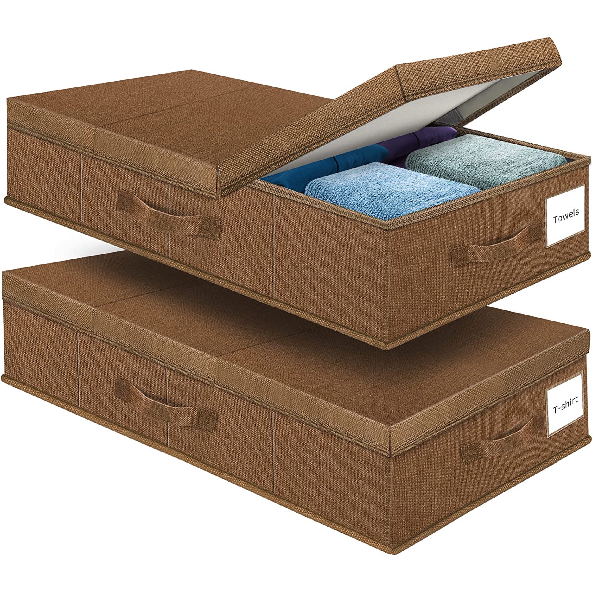 dxynlzq HCOCM   Underbed Storage Containers Bin with Lids (2pcs) Large Under Bed Storage Organizer Box with Handle  Foldable Under the Storage Bags for Organizing Clothes  Shoes  Blankets