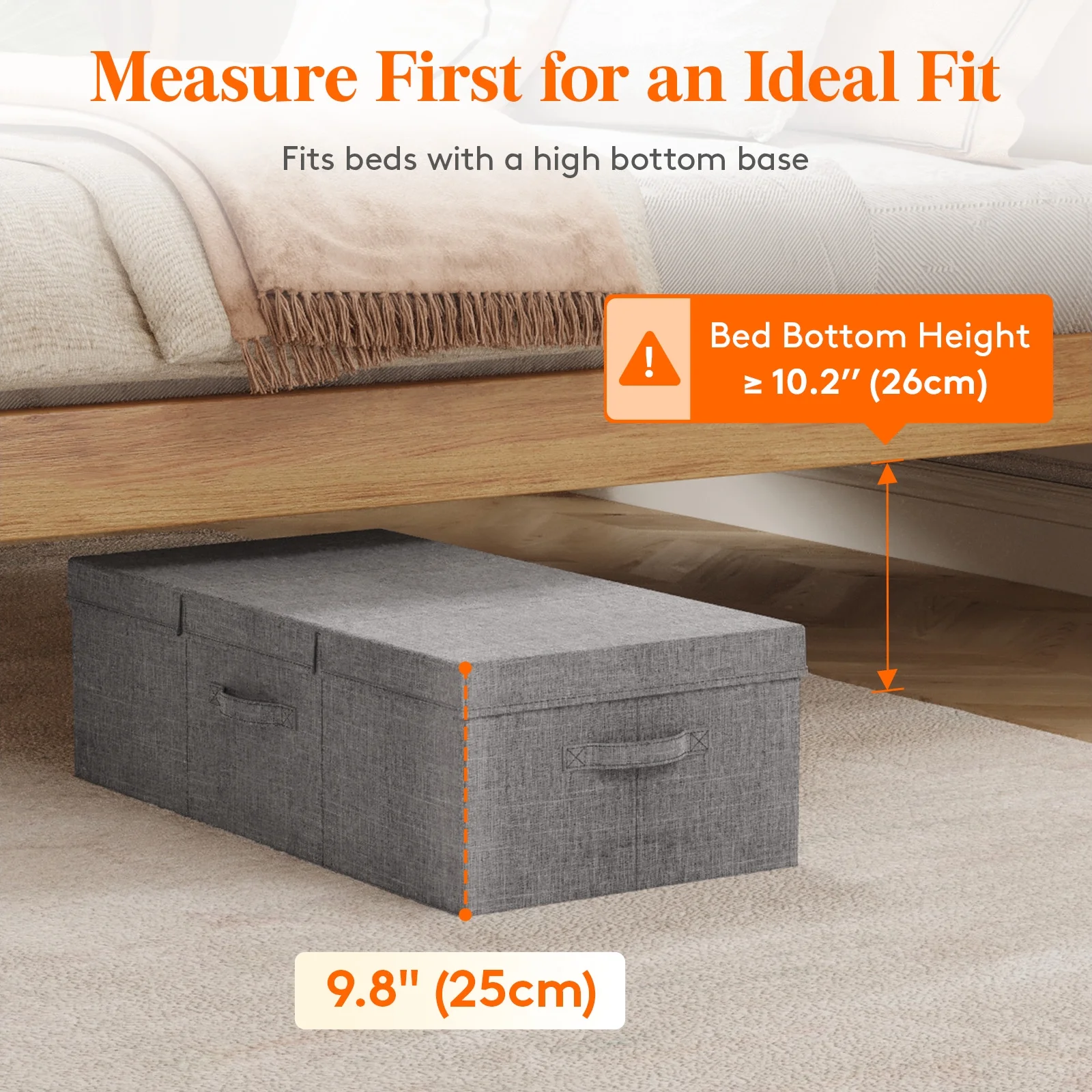 80L Under Bed Storage Containers, 9.8 Inch Tall Underbed Clothes Storage Organizer Bin with Sturdy Sidewalls, Bottom, 3 Lids, Deep Storage Drawer for Clothes, Shoes, Blankets, Pillows 3 Pack