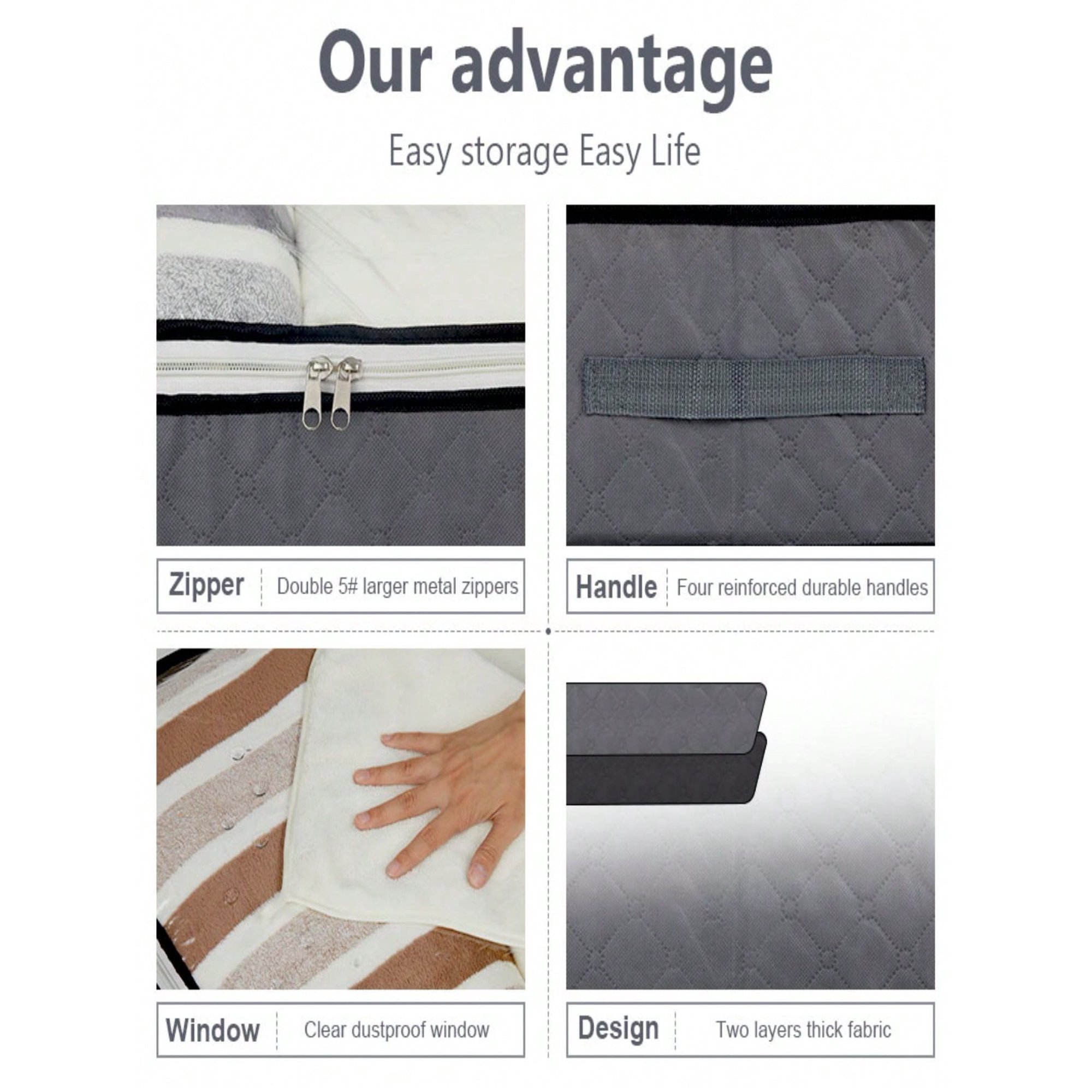 Foldable Underbed Storage Bag, Underbed Storage Bag, Foldable Clothing Bag, Large Capacity Storage Container With Transparent Window Reinforced Handle Non-Woven Zipper Organizer