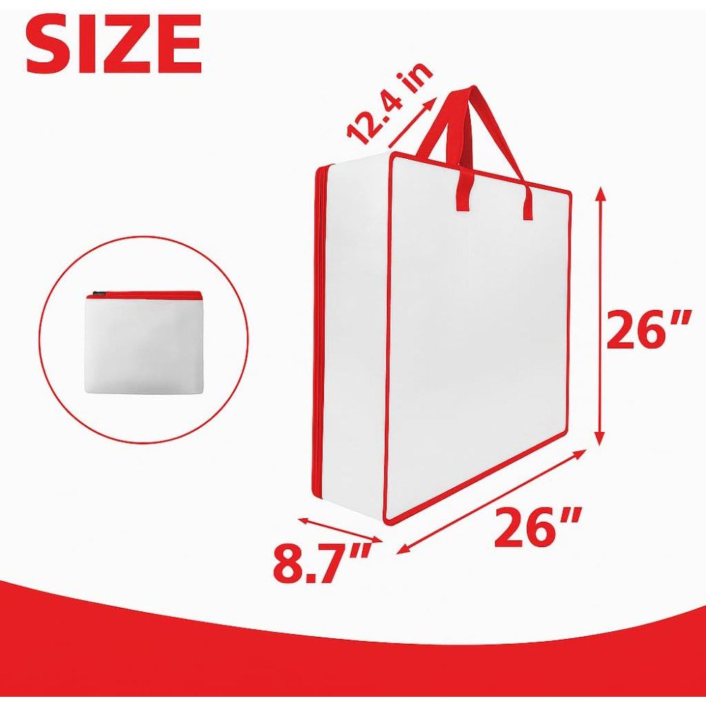 5 Pack Moving Bags, Wreath Storage Bag, Garland Container, Clear Storage Bags with Handles and Zippers Moving Bag for College Carrying, Bedding, Toys Organizer, Under the Bed Storage