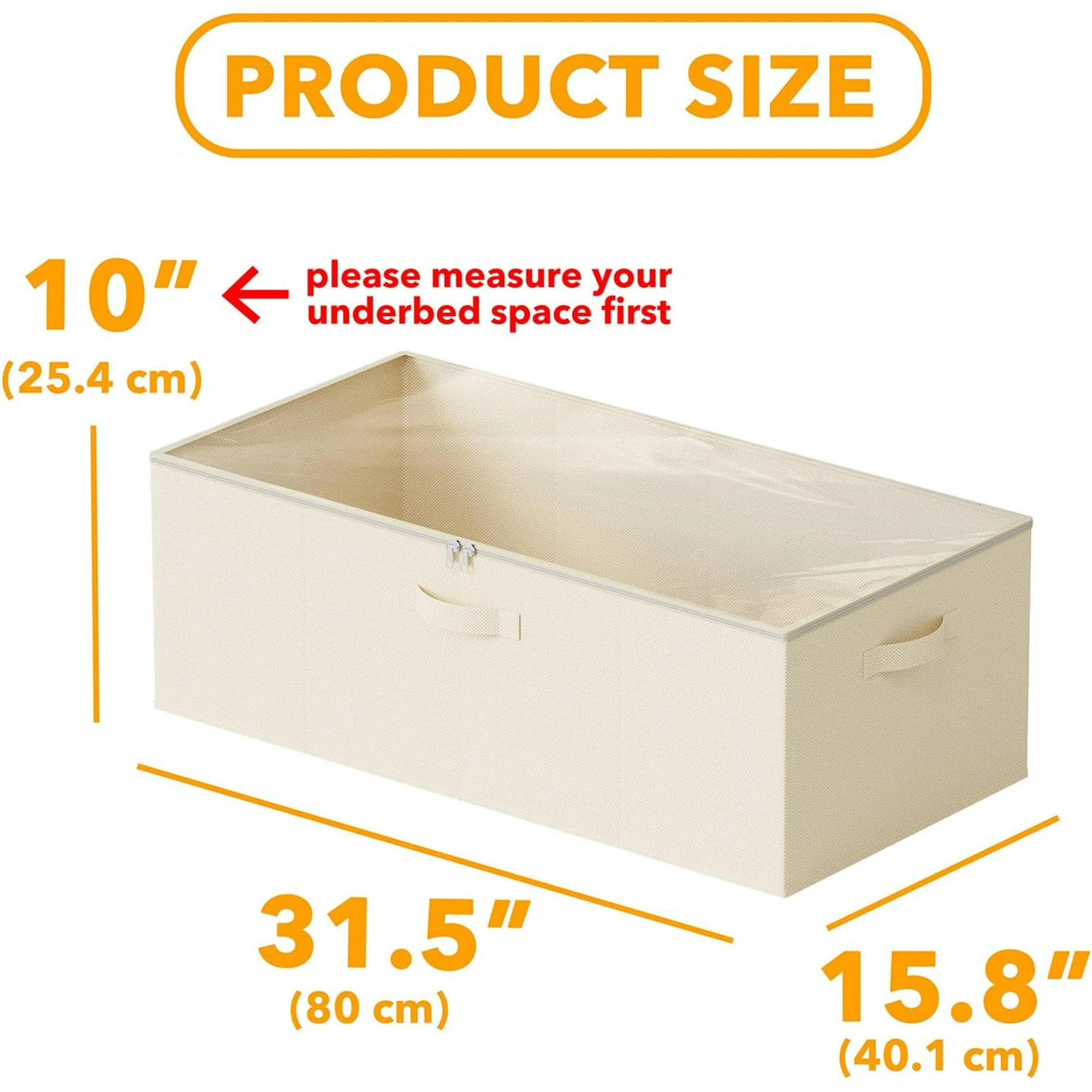 2 Pack 10 High Under Bed Storage Containers, Large Underbed Storage Organizer Bins with Lids for Bedroom, Dorm, Clothes, Closet Organization, Bed Sheets and Blankets (Beige)