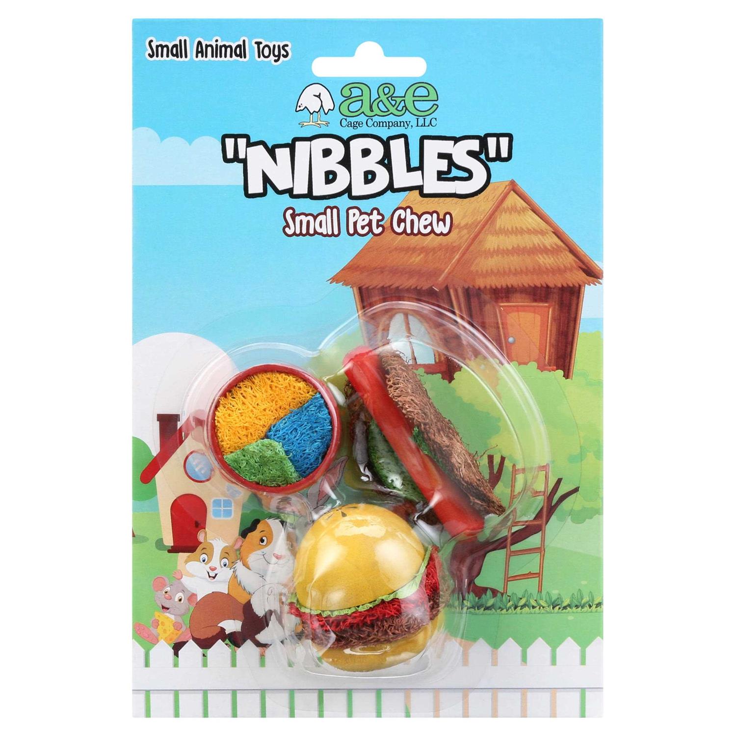 A & E Cages Nibbles Summer Cookout Wood & Loofah Small Animal Chews - Pet Supplies online store