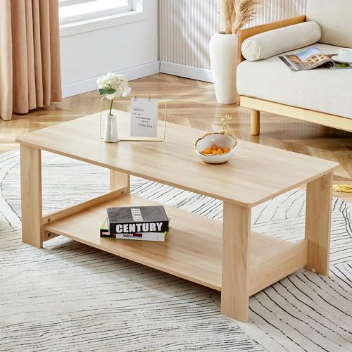 Coffee Table Living Room Table Furniture Modern Minimalist Wood MDF Top Rectangular Small Sofa Center Cocktail Table Farmhouse Style for Home Office, 35.4