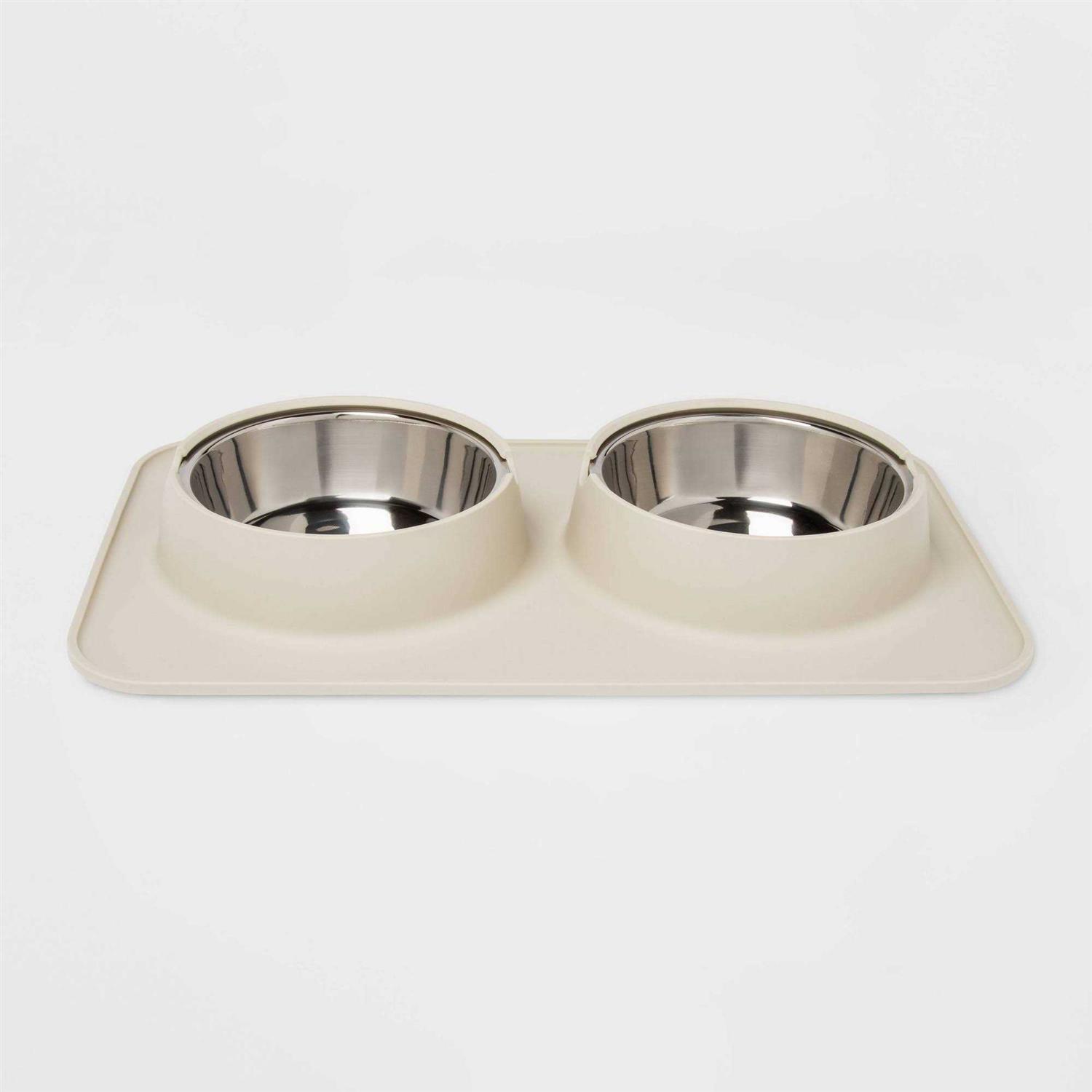Boots & Barkley Silicone Pet Mat + Stainless Steel Double Diner - Pet Supplies online store