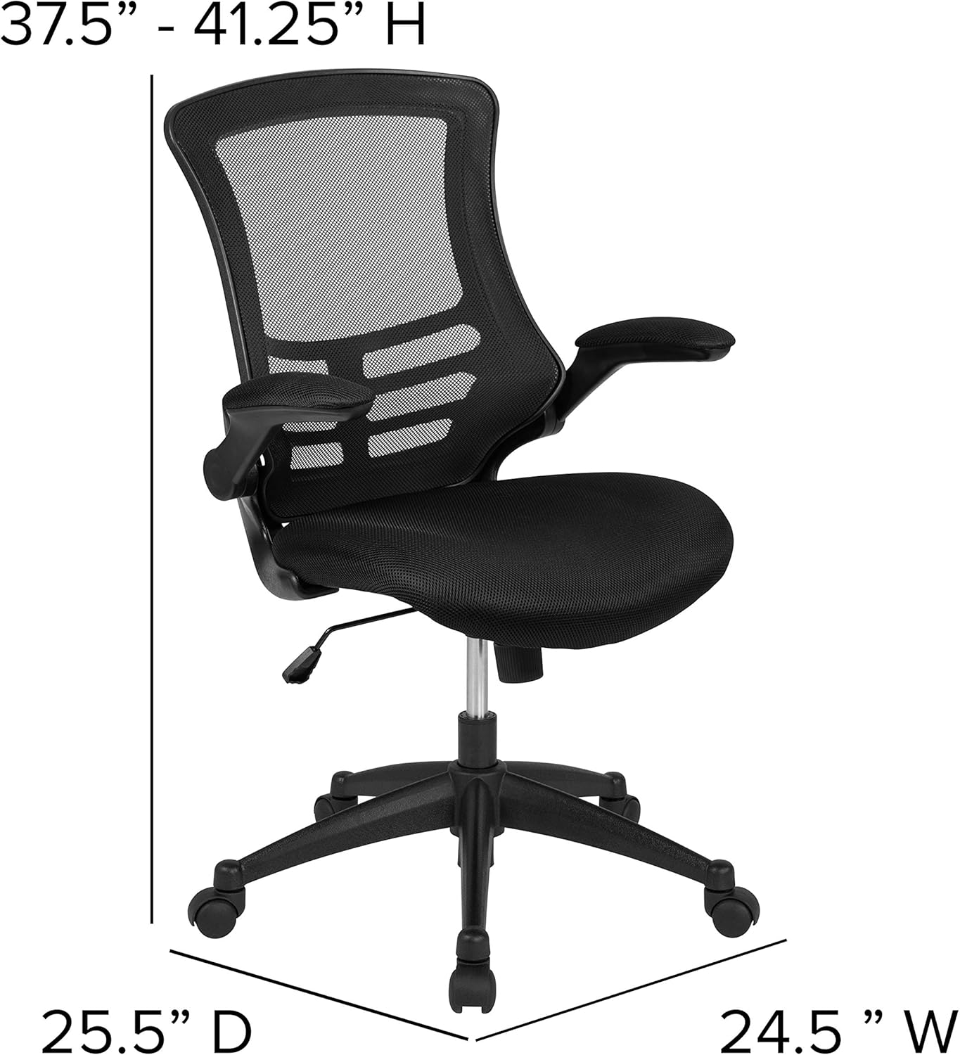 Flash Furniture Set of 8 Mid-Back Swivel Ergonomic Task Office Chairs with Flip-Up Arms, Black Mesh